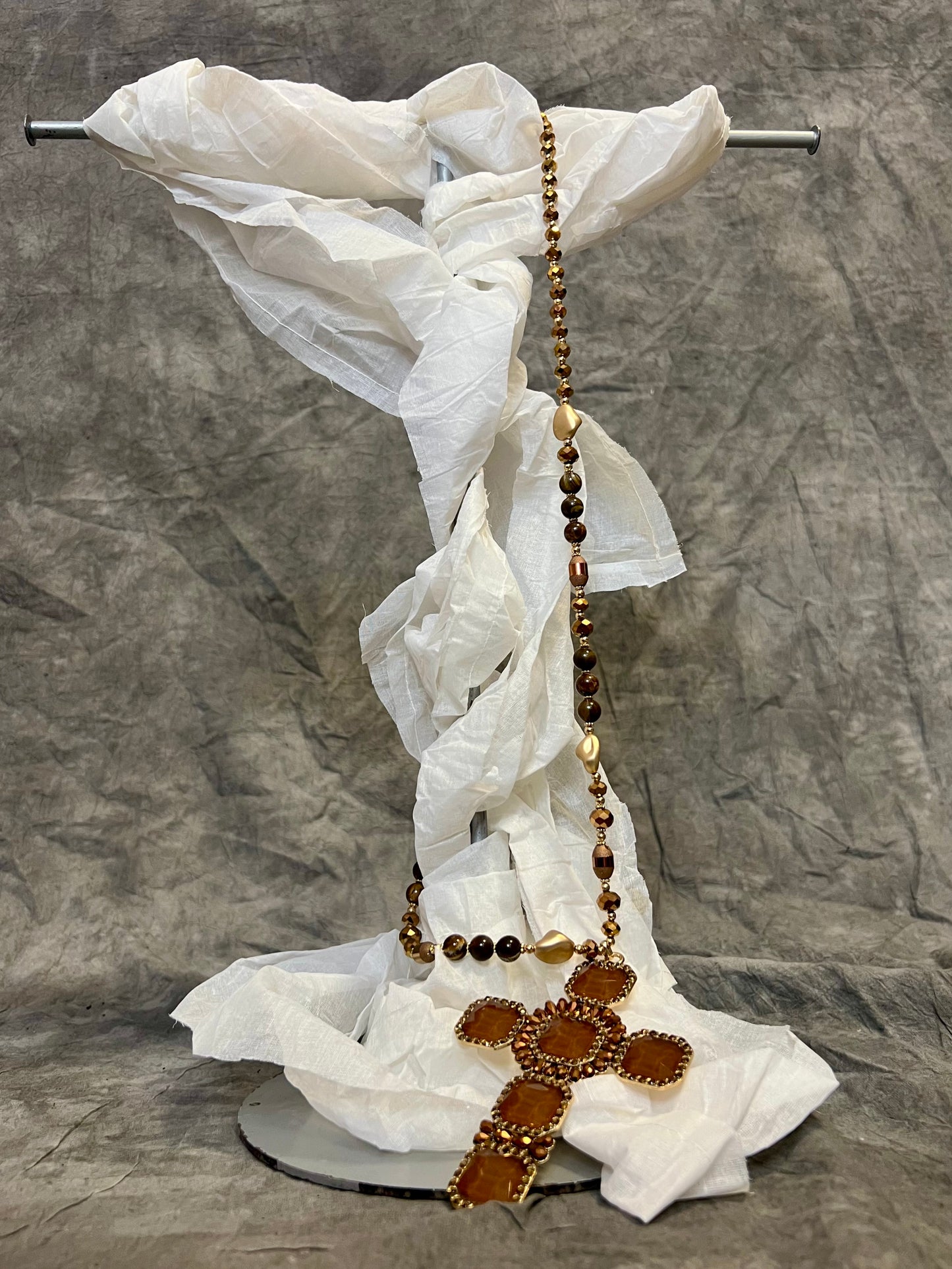 Provocation Single Cross Necklace in Burnt Amber