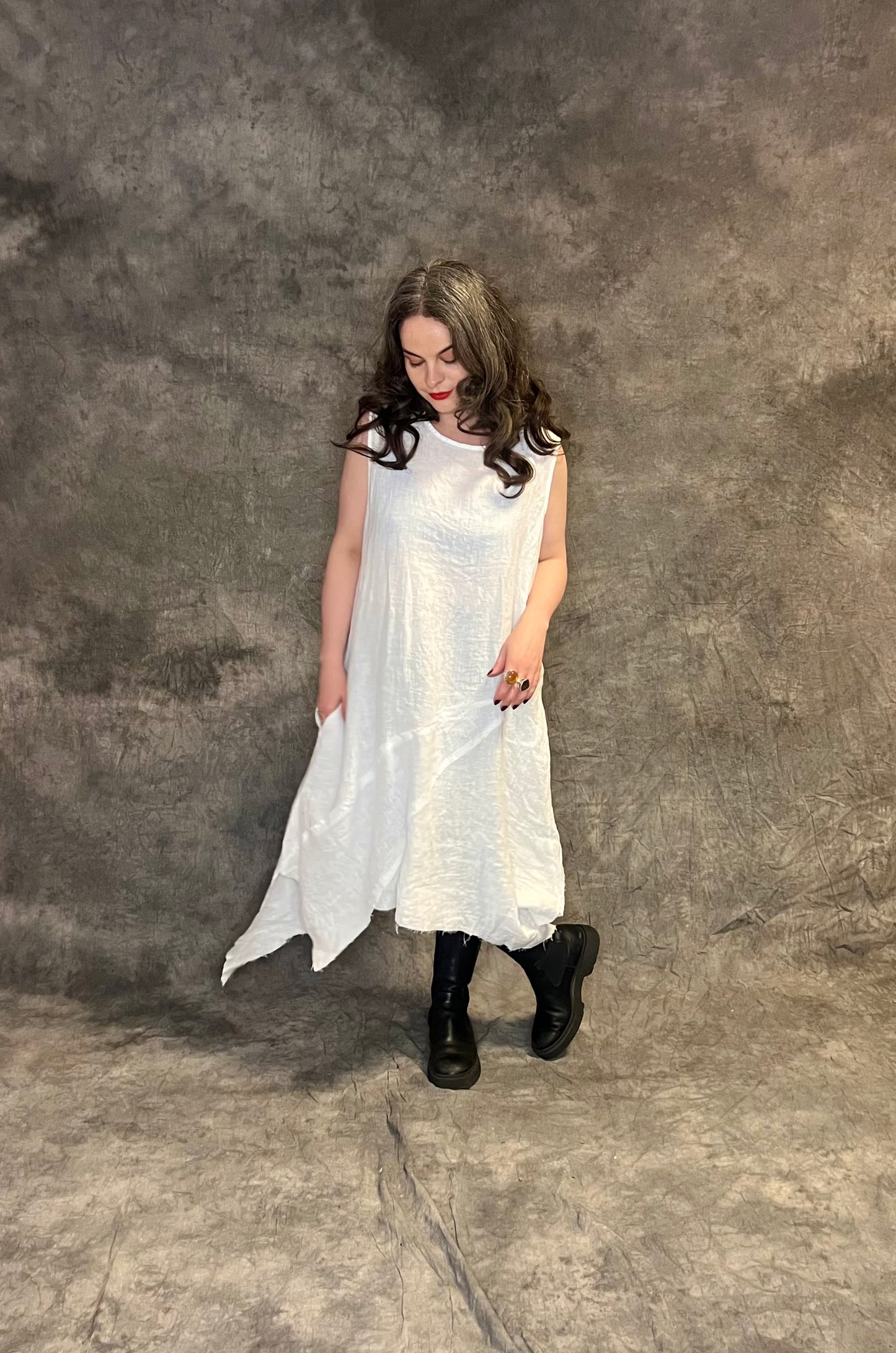 Provocation Uneven Hem Linen Dress (colour options available)