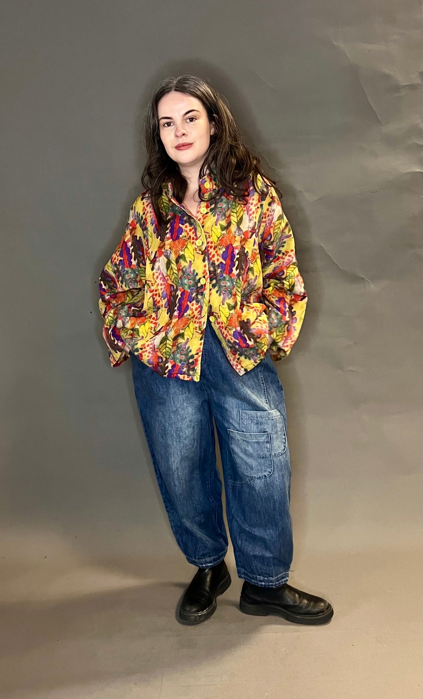 Bella Blue Gold Abstract Print Jacket