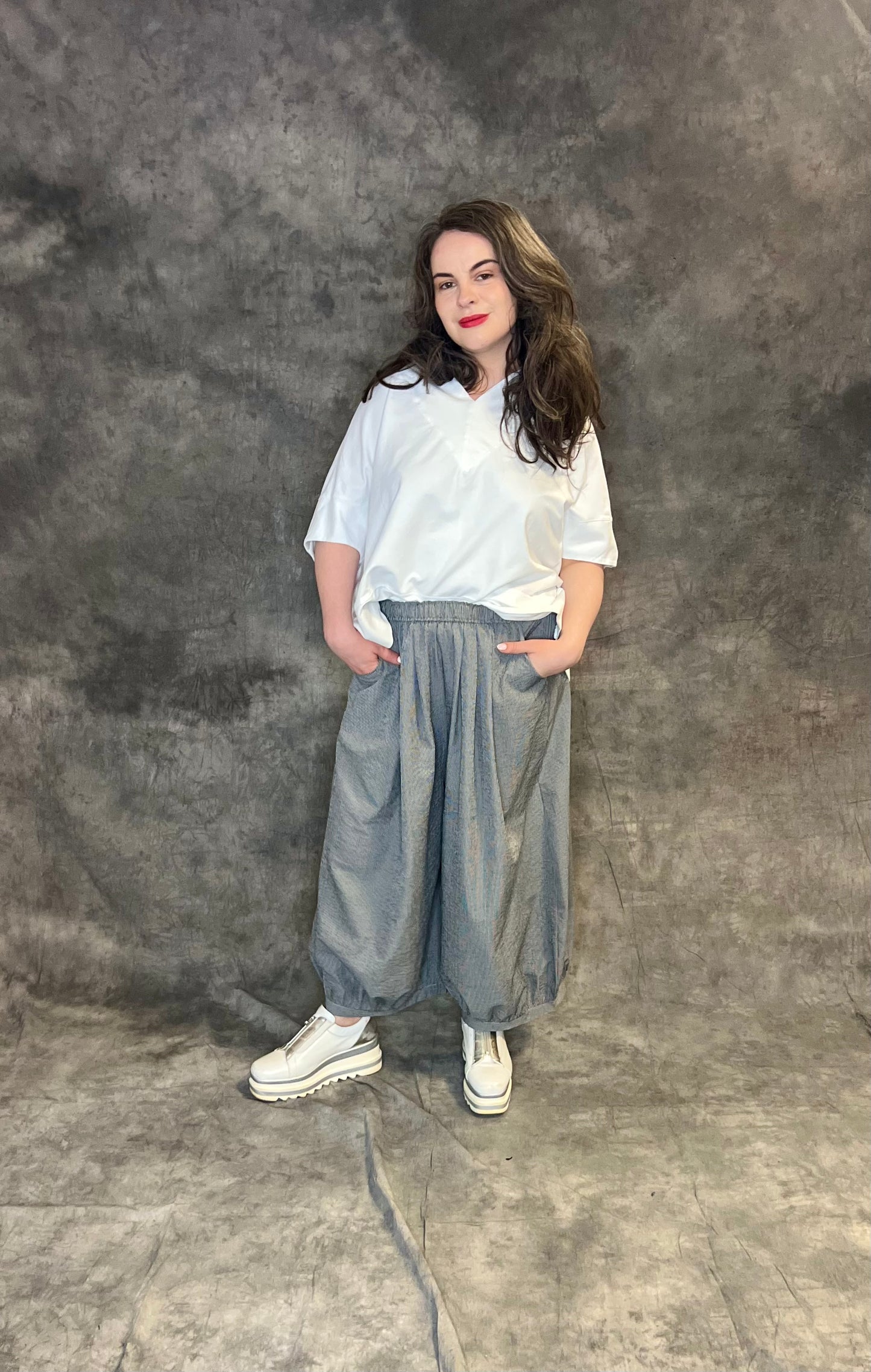 ID Clothing Striped Barrel-Leg Trousers (colour options available)