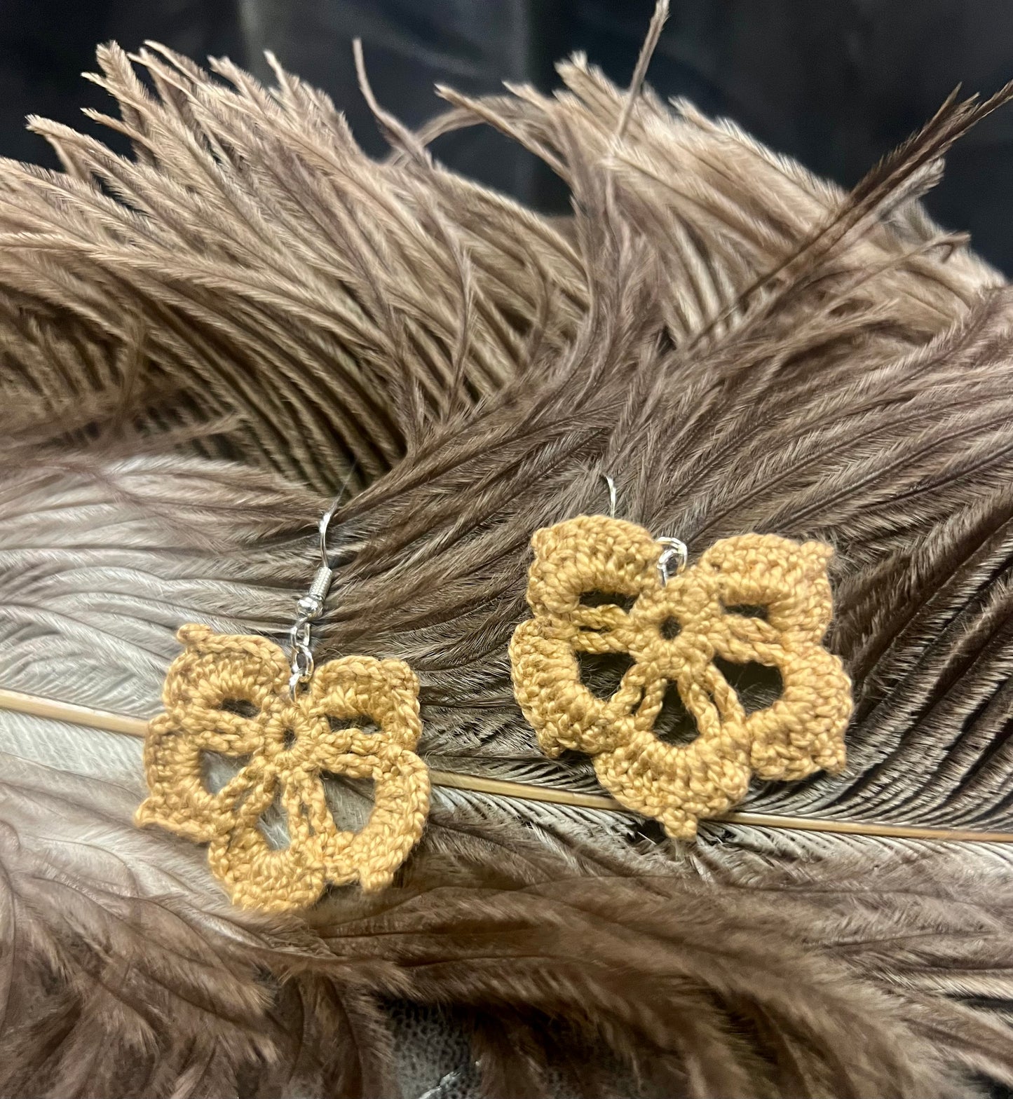 Hand-Crocheted Leaf Earrings (colour options available)
