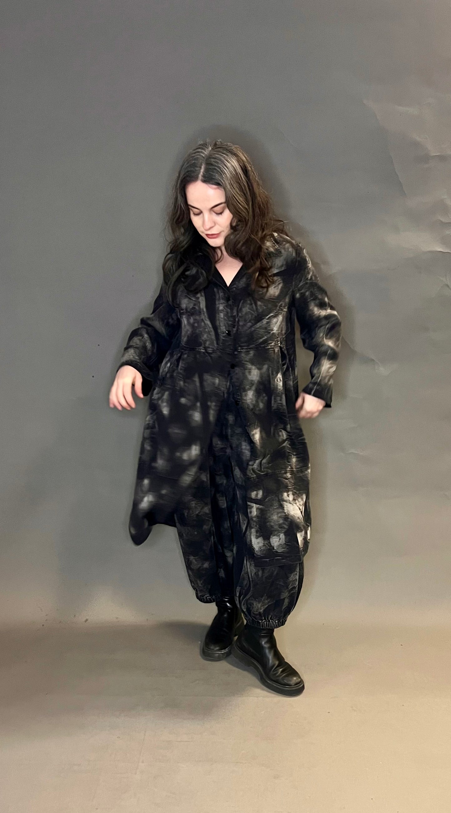 Bella Blue Reverse Tie Dye Fabric Button Tunic