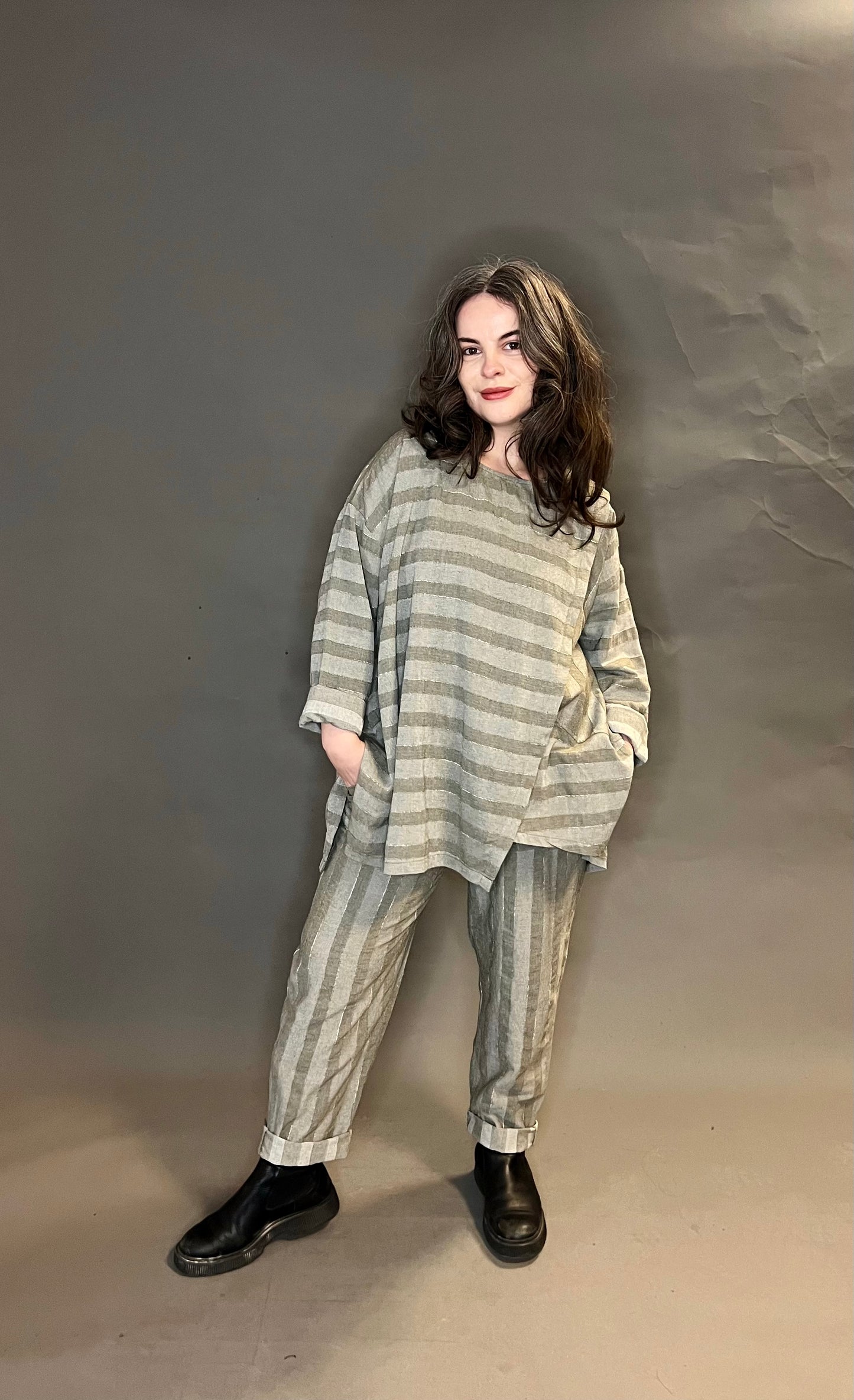 ID Clothing Textured Stripe Trousers