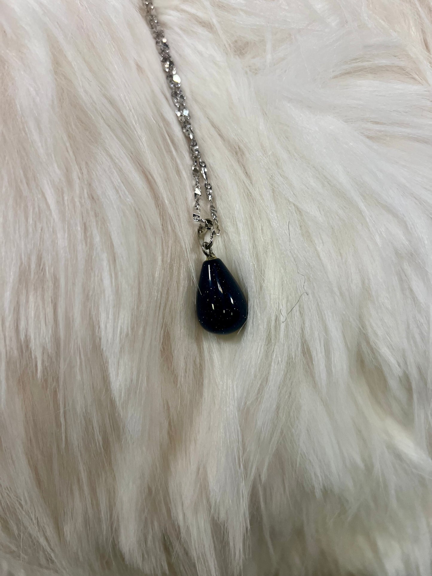 Deep Blue Star Stone Teardrop Pendant Necklace by Gill M