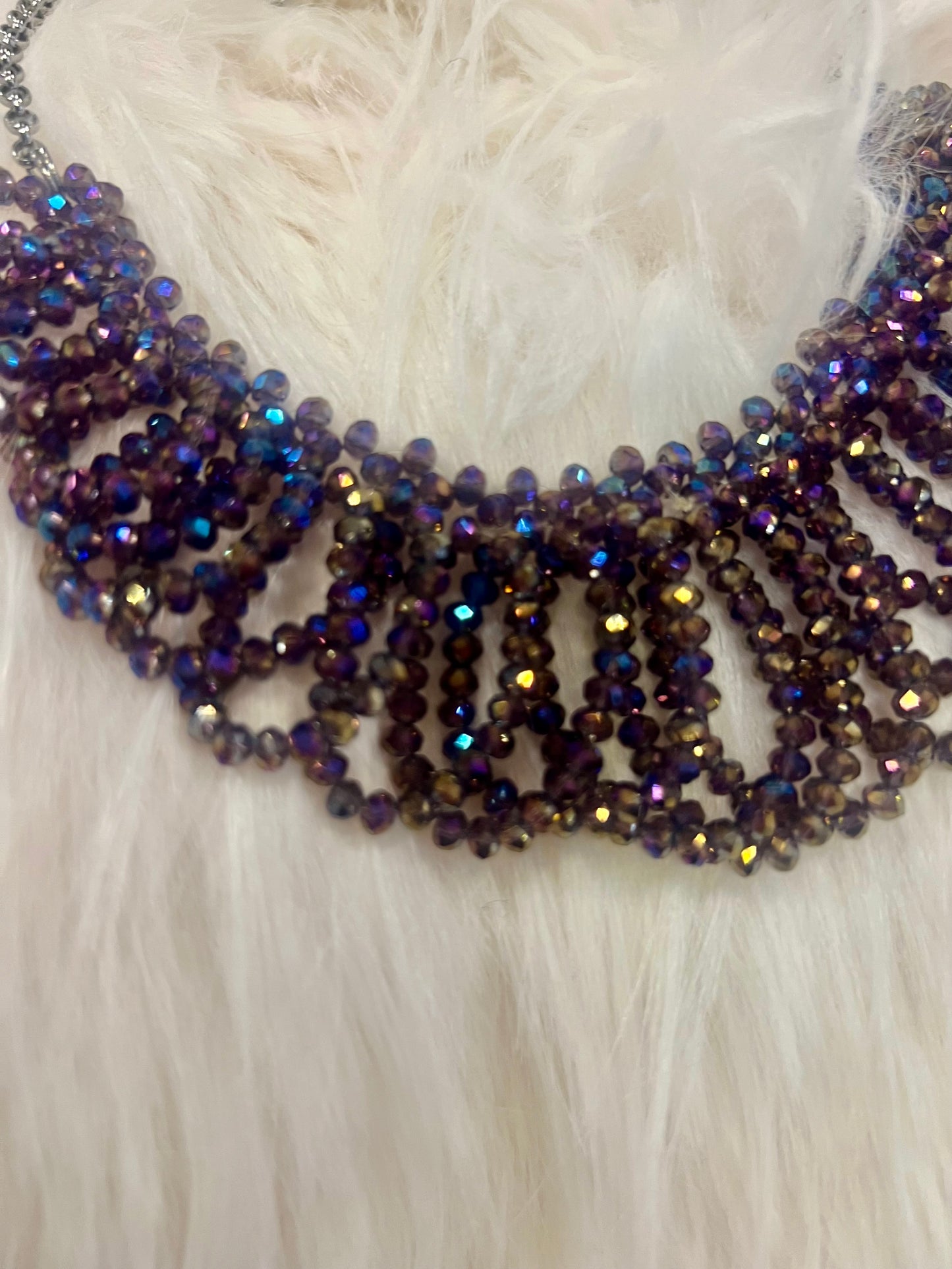 Amethyst Swarovski Beaded Link Necklace by Gill M