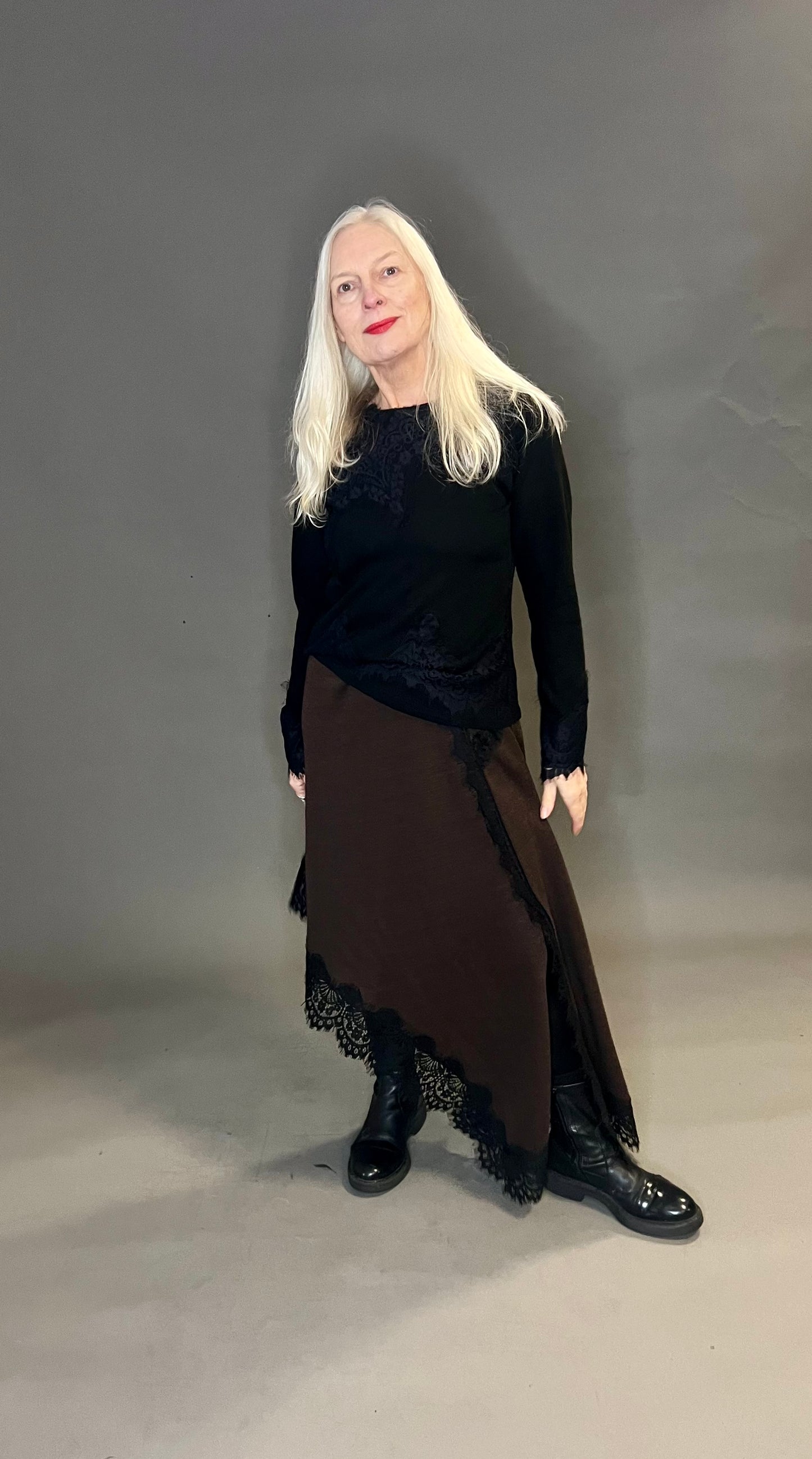 ID Clothing A-Symmetric Skirt with Lace Detail