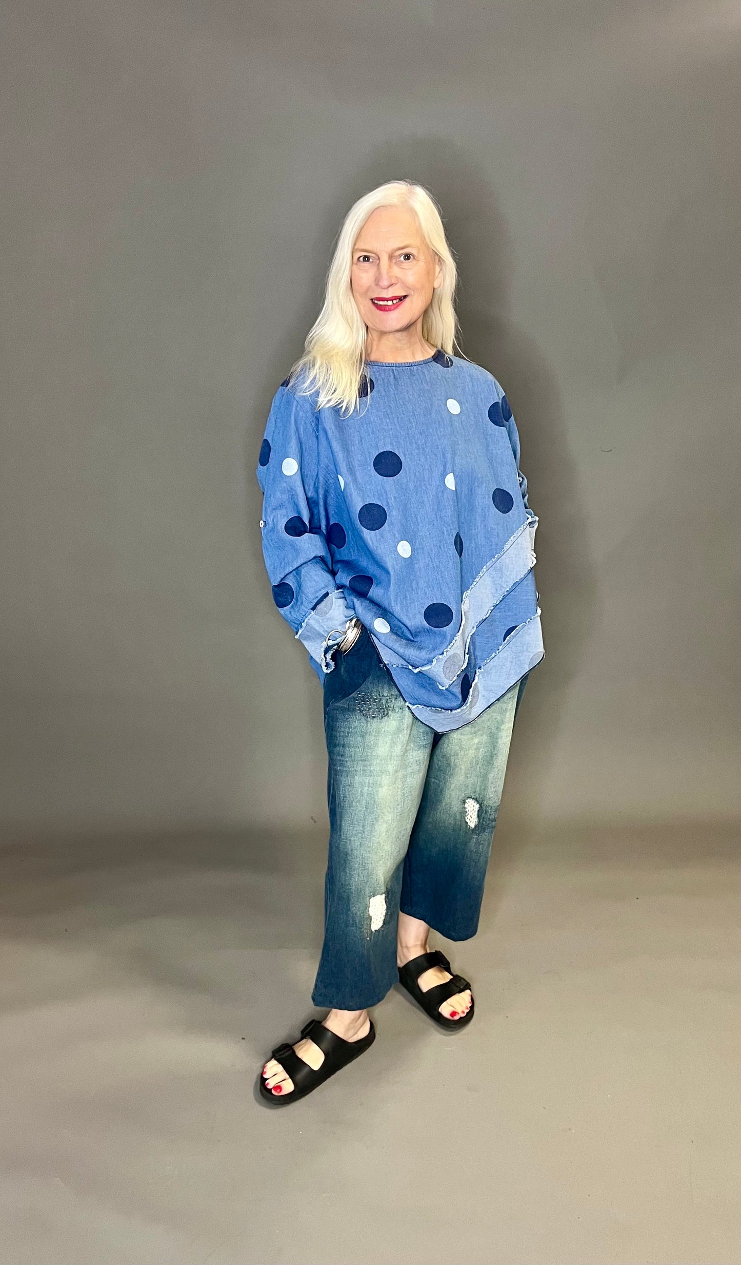 ID Clothing Light Denim Spotty Top