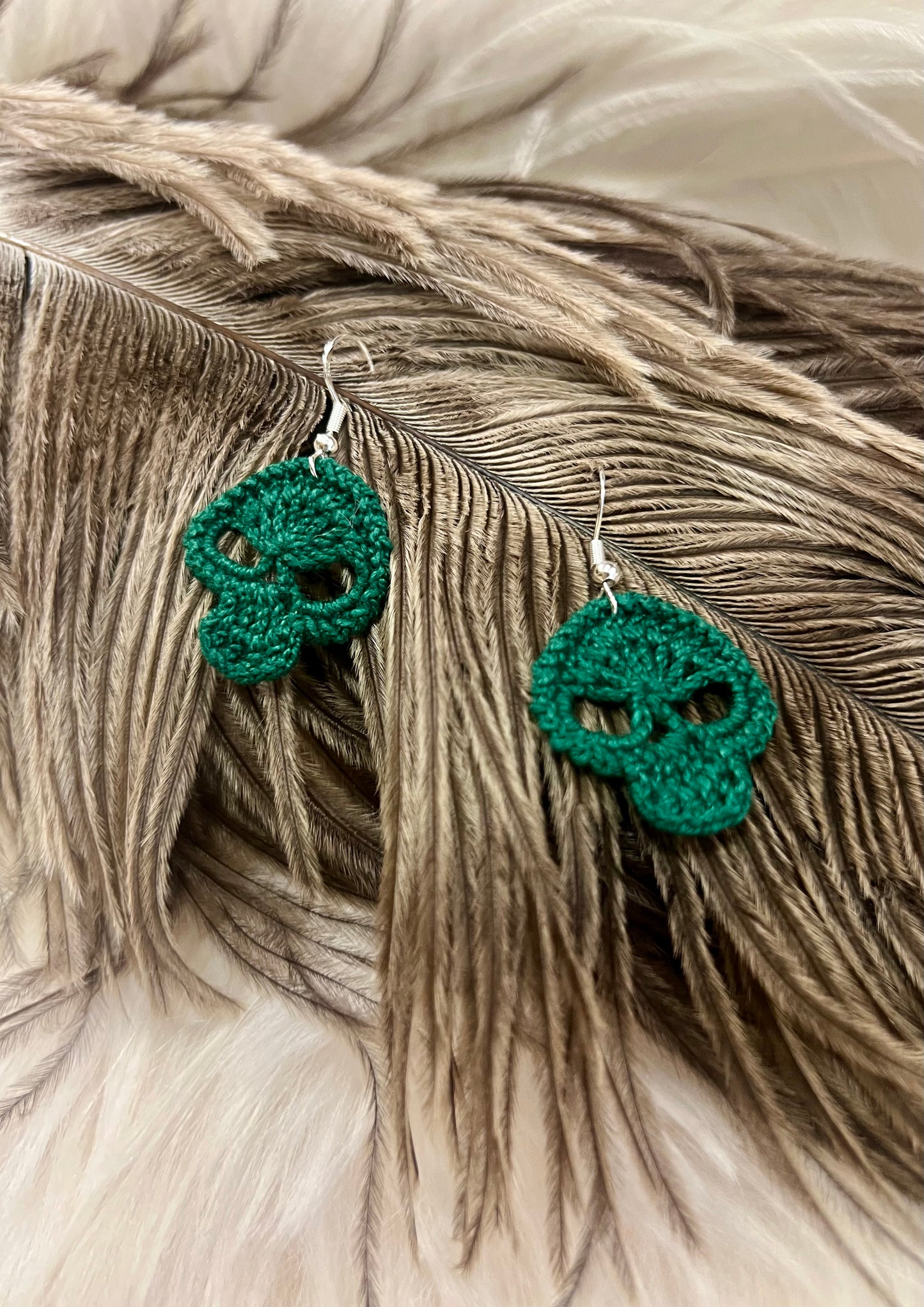 Hand-Crocheted Skull Earrings (colour options available)