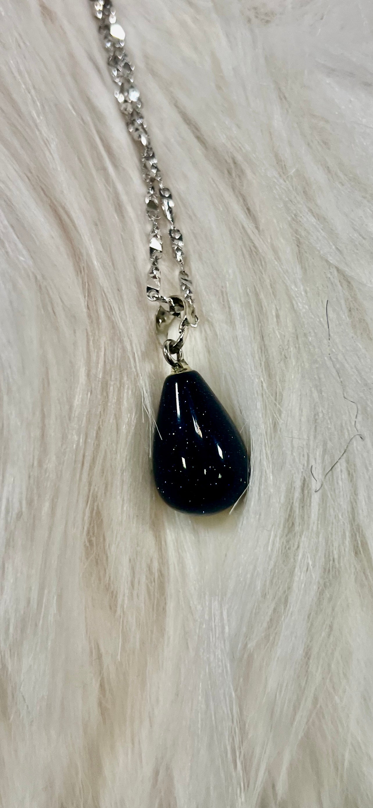 Deep Blue Star Stone Teardrop Pendant Necklace by Gill M