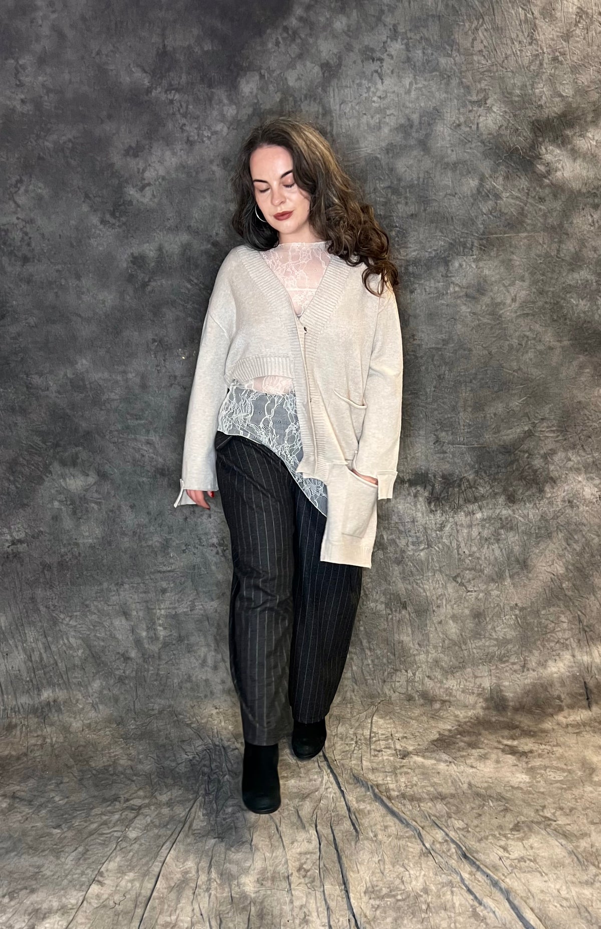 Provocation A-Symmetric Hem Knit Cardigan (colour options available)
