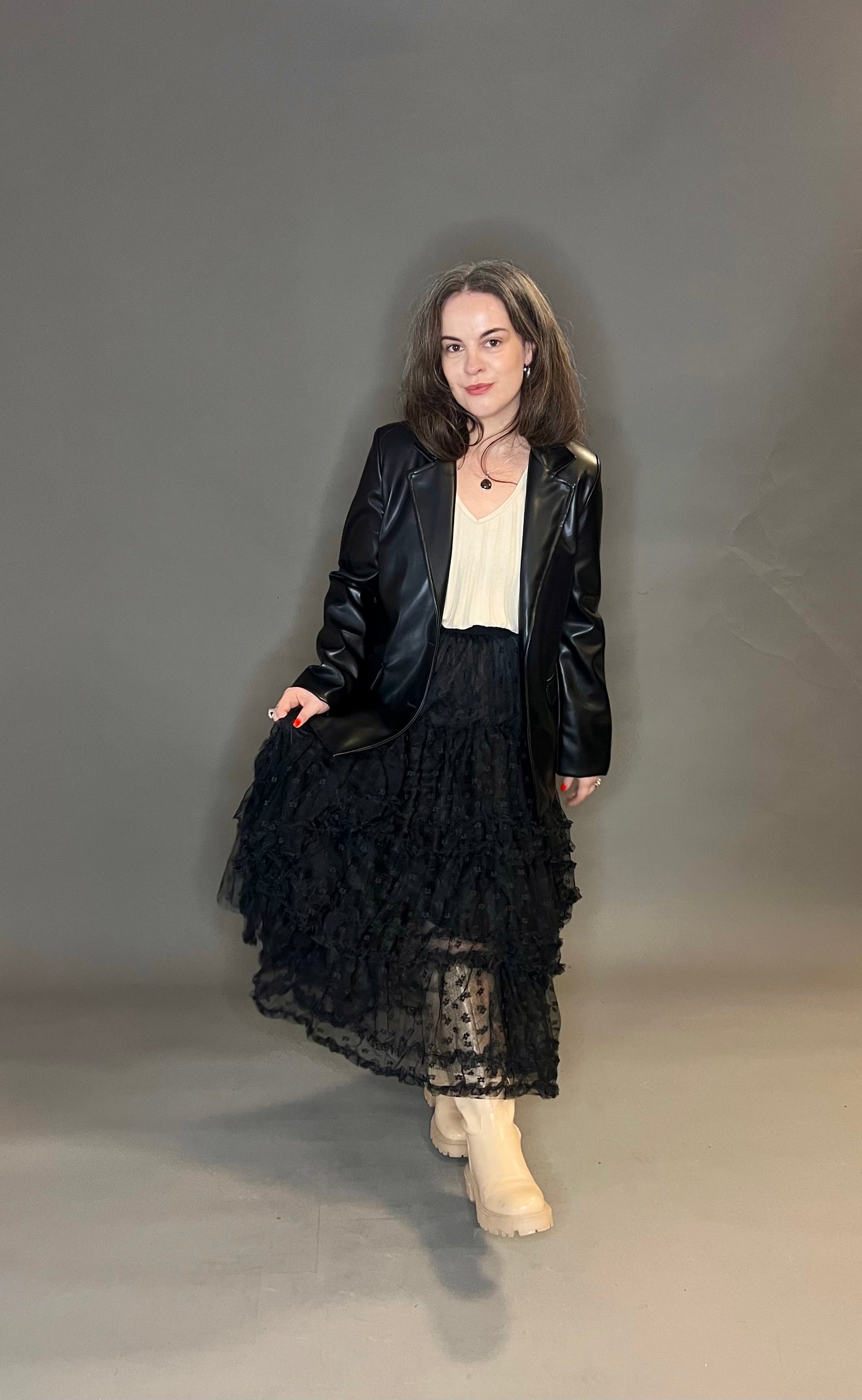 ID Clothing Patterned Mesh Skirt