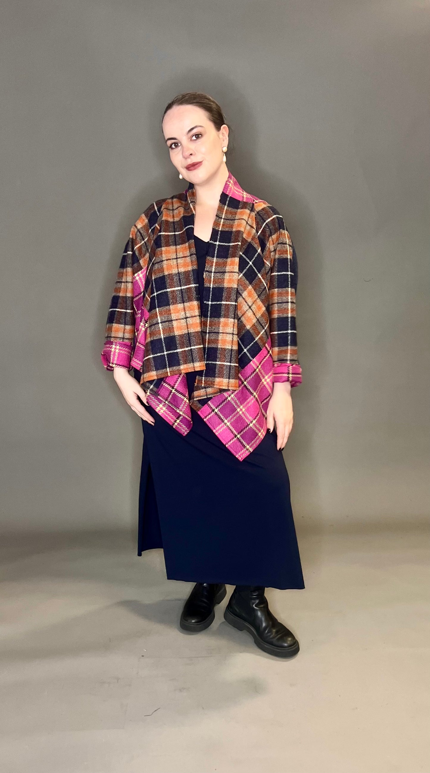 Terry Macey Tokyo Jacket in Navy with Pink and Orange