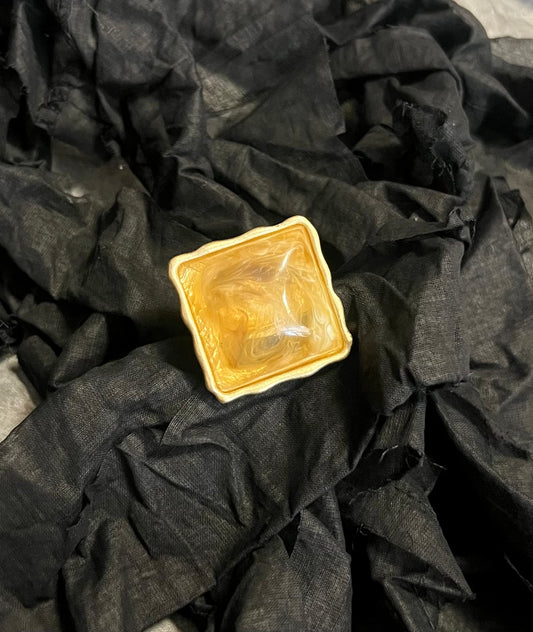 Provocation Large Square Amber Ring
