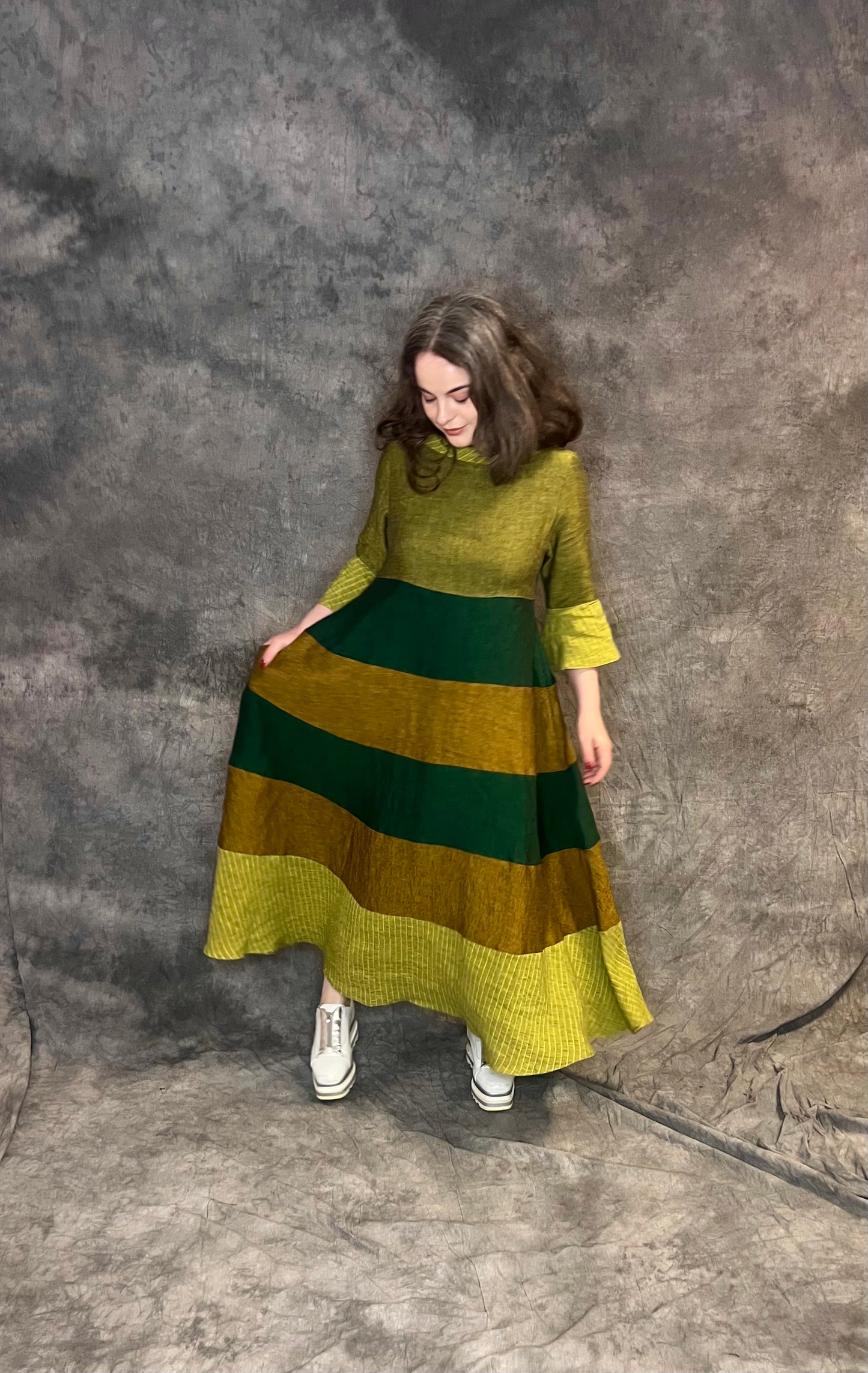 Terry Macey “Circle” Dress in Greens