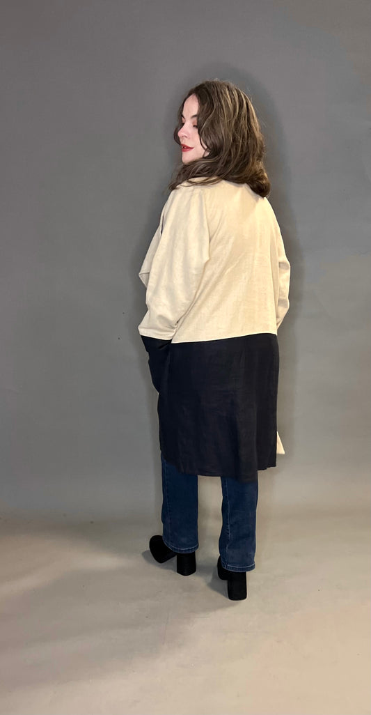 Terry Macey Edy in Black and Natural Linen