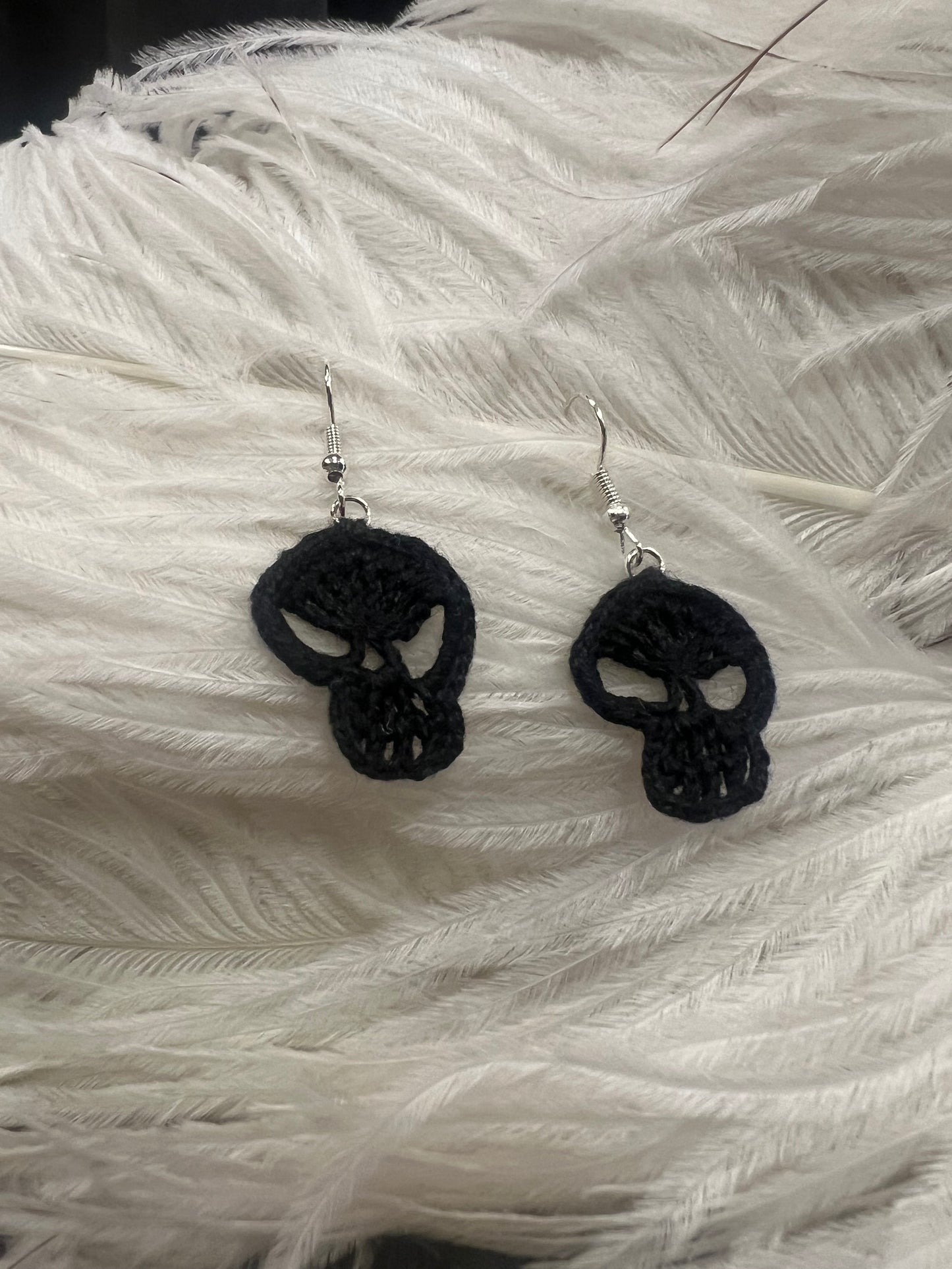 Hand-Crocheted Skull Earrings (colour options available)