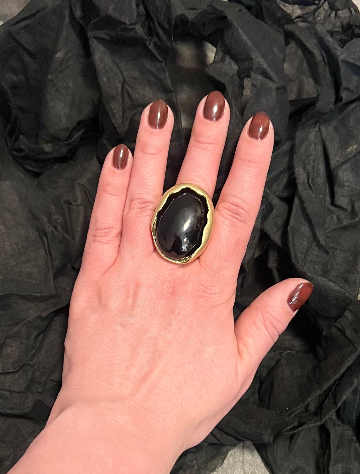 Provocation Large Black Oval Ring