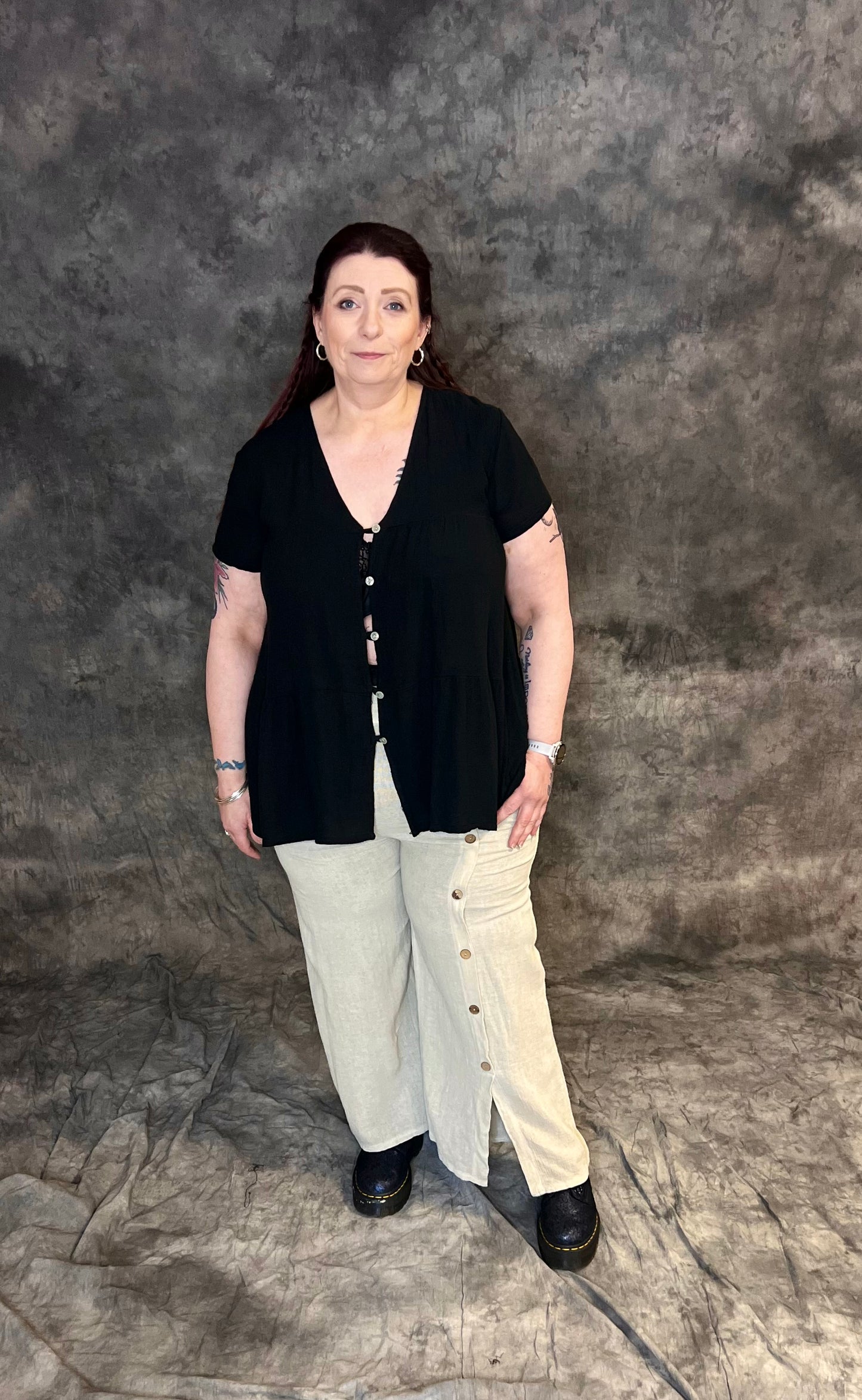 Made In Italy Straight Legged Trousers with Buttons (colour options available)