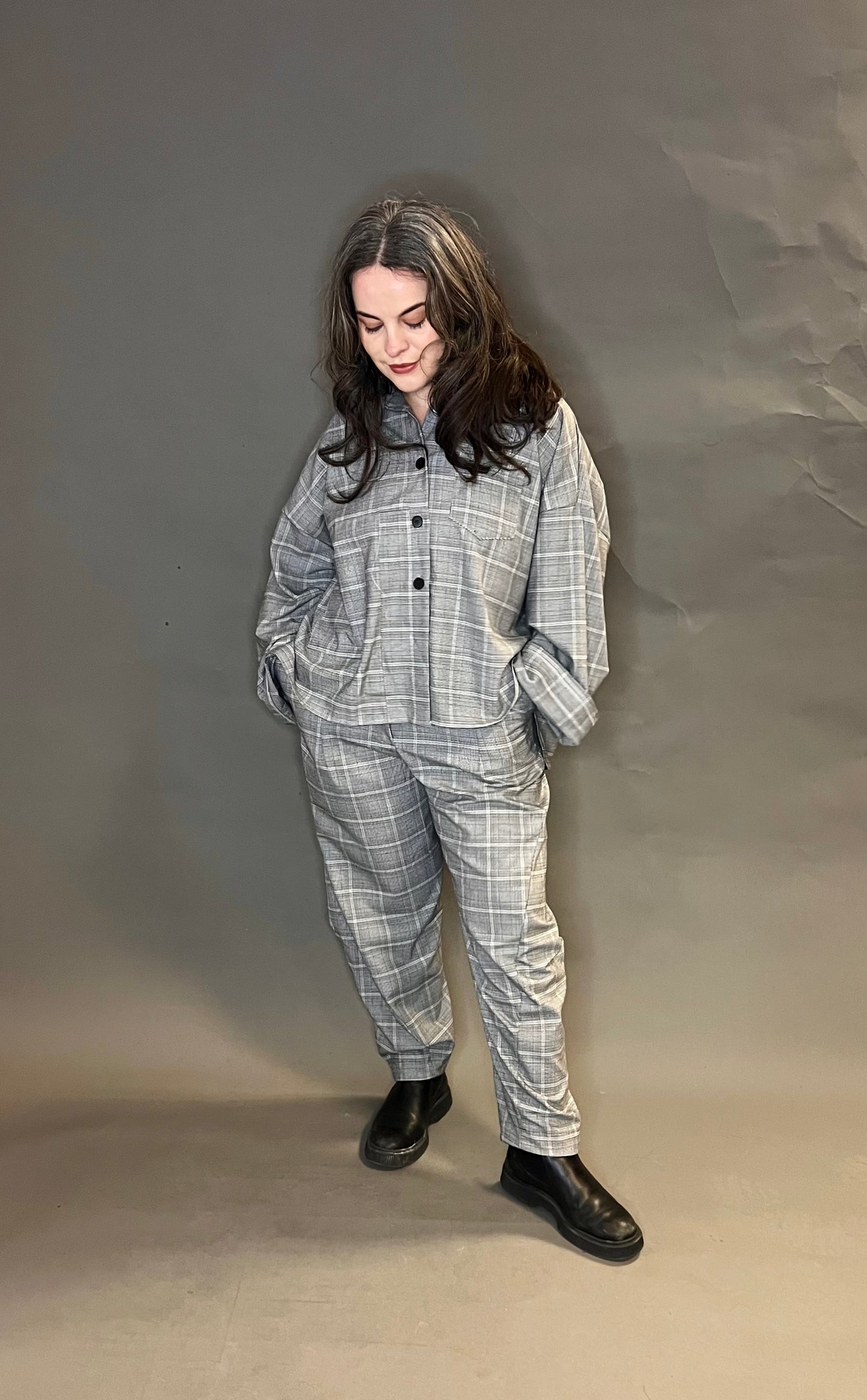 ID Clothing Longer Length Checked Cocoon Trousers (colour options are available)