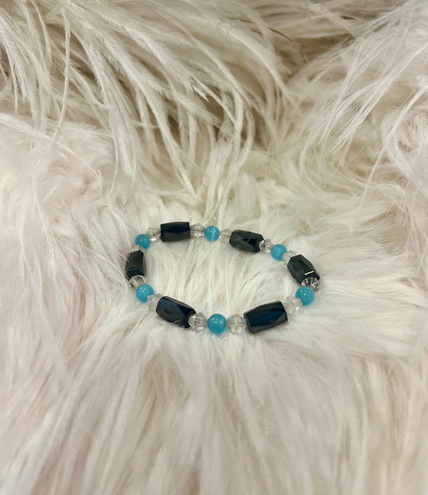Stackable Hematite and Cats Eye Bracelets by Gill M