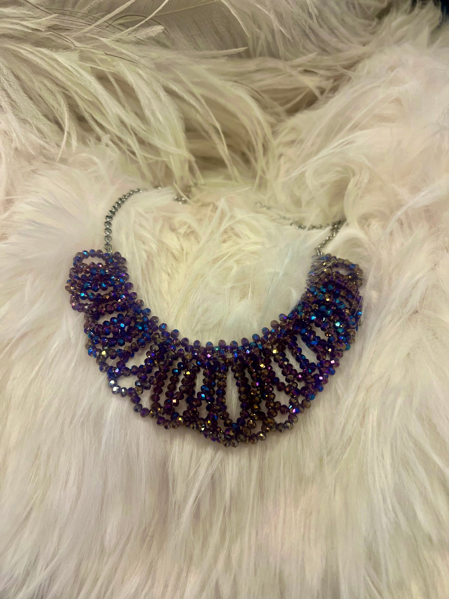 Amethyst Swarovski Beaded Link Necklace by Gill M