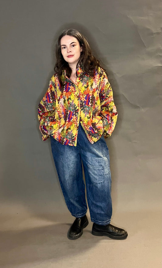 Bella Blue Gold Abstract Print Jacket