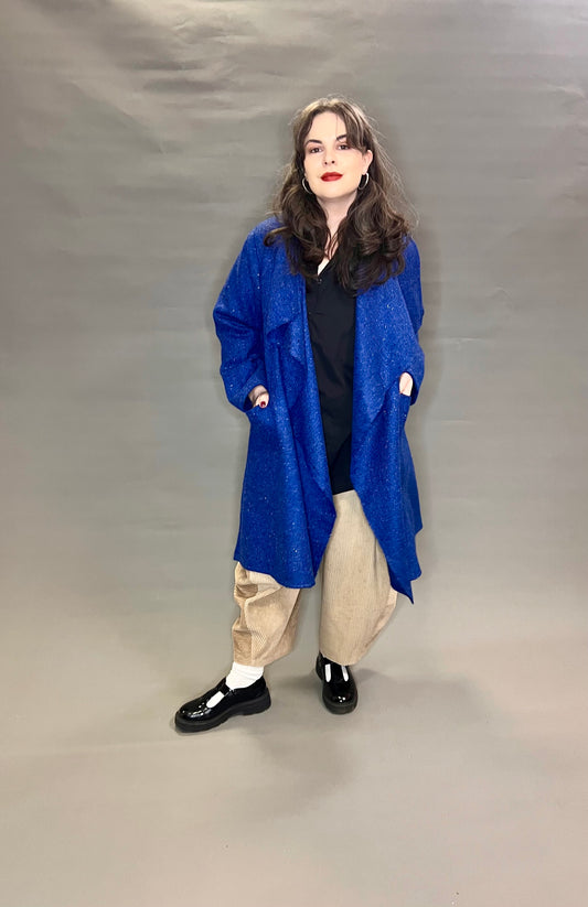 Terry Macey Edy Coat in Electric Blue Wool