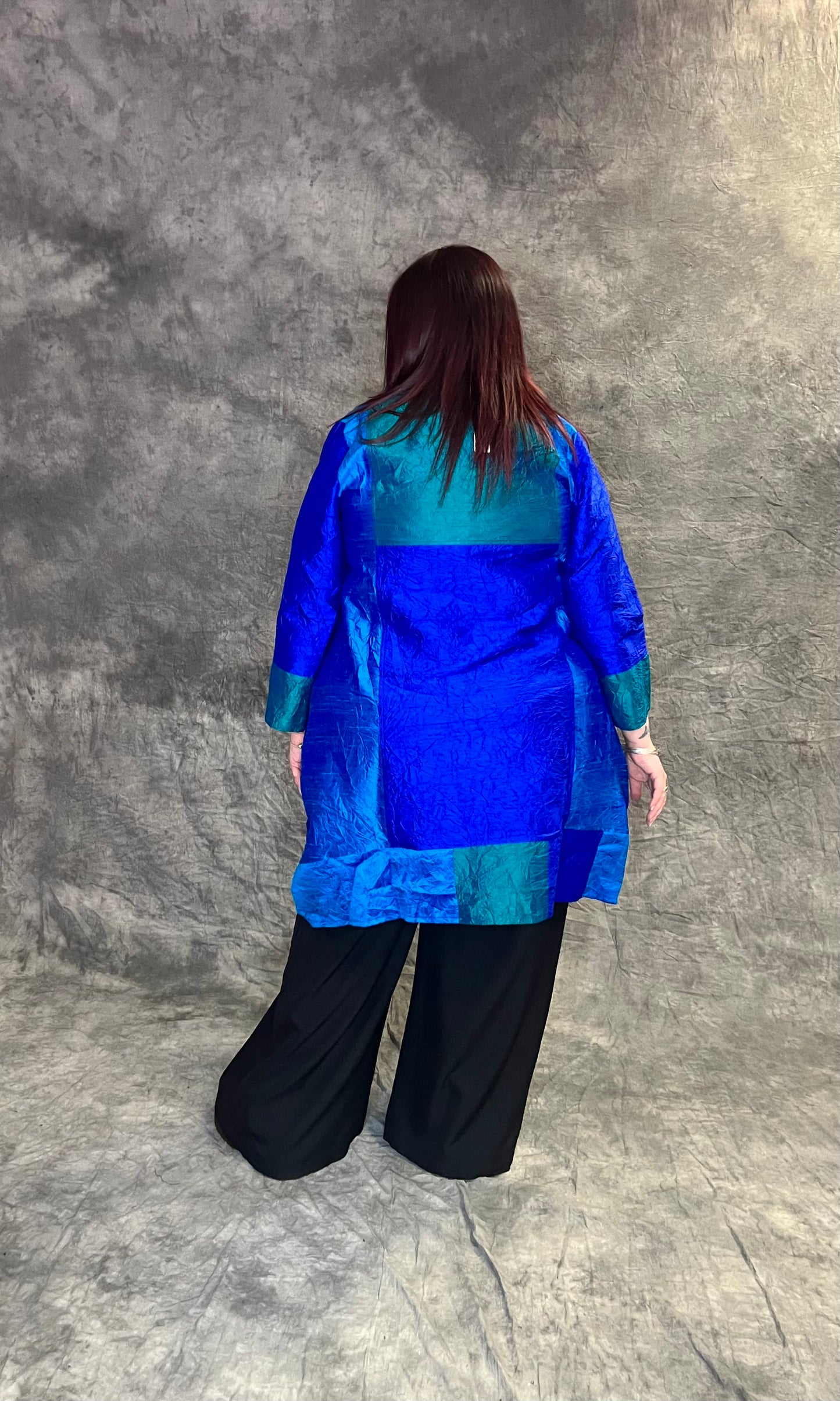 Terry Macey Emily Tunic in Electric Blue and Turquoise Silk