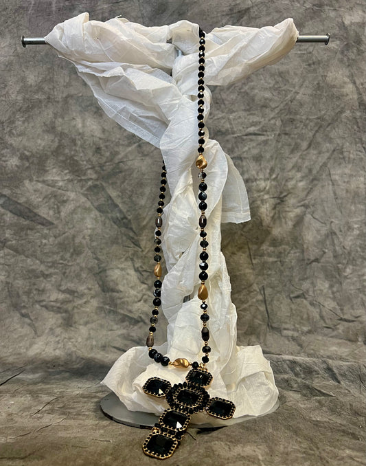 Provocation Single Cross Necklace in Black
