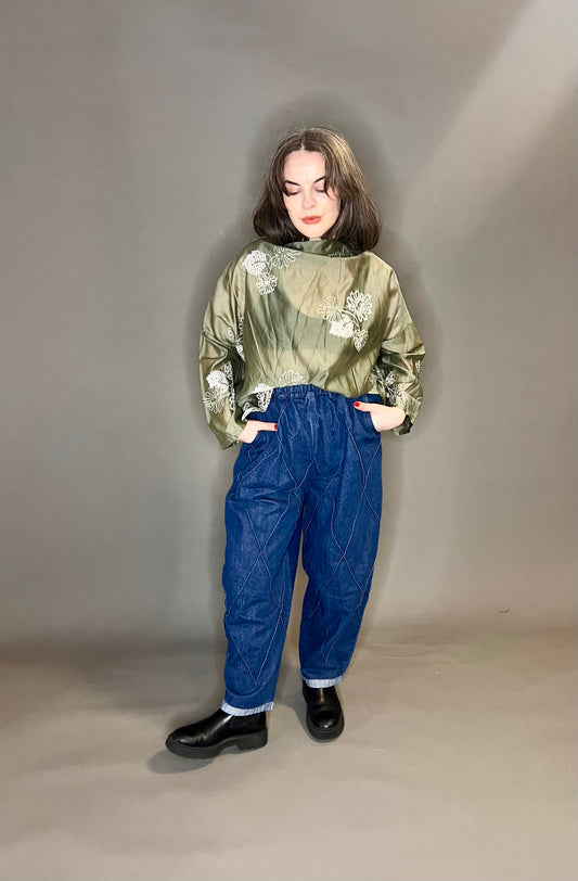 ID Clothing Denim Trousers with Criss Cross Pattern