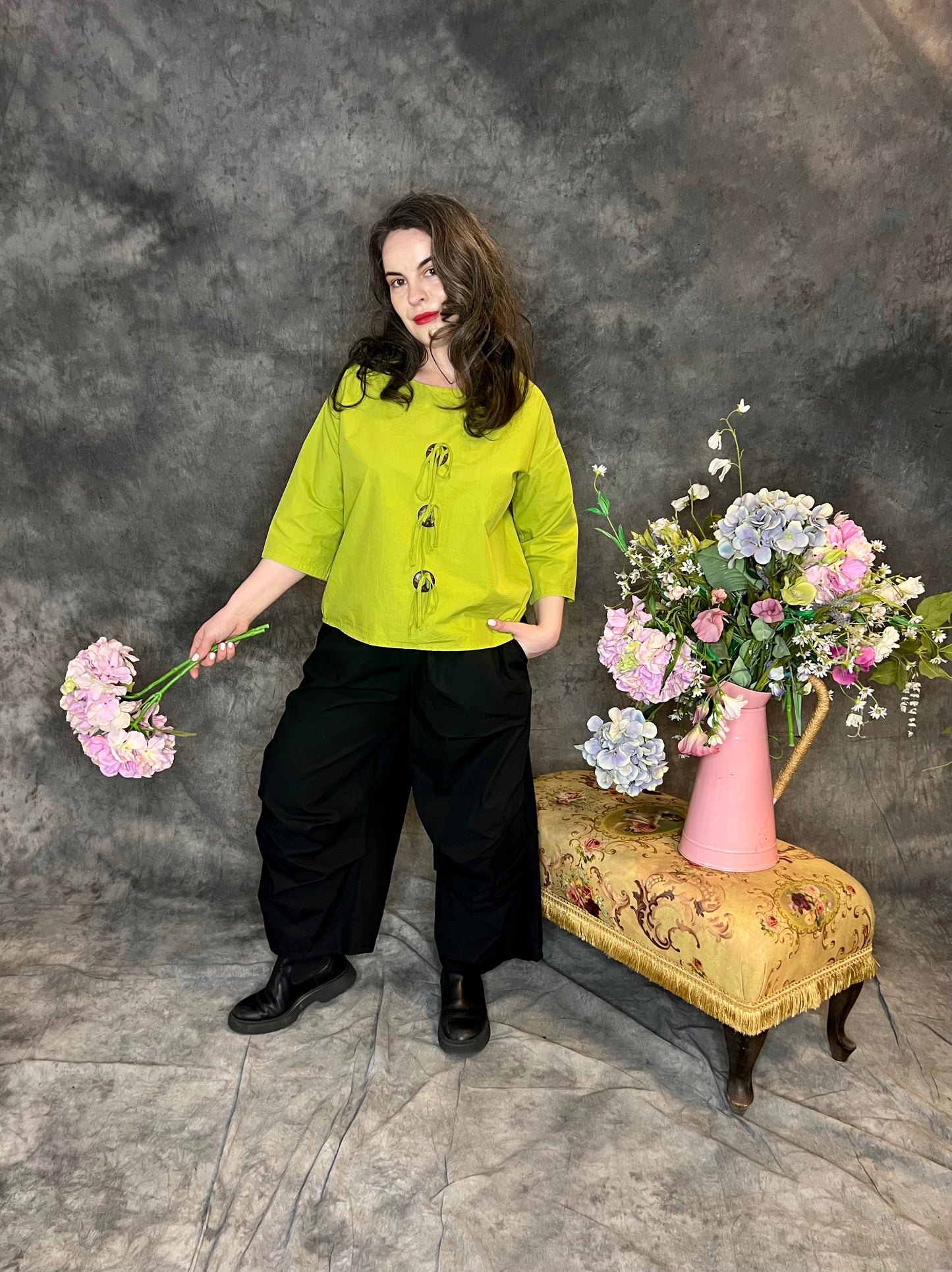 ID Clothing Straight Leg Ruched Detail Trouser (colour options available)