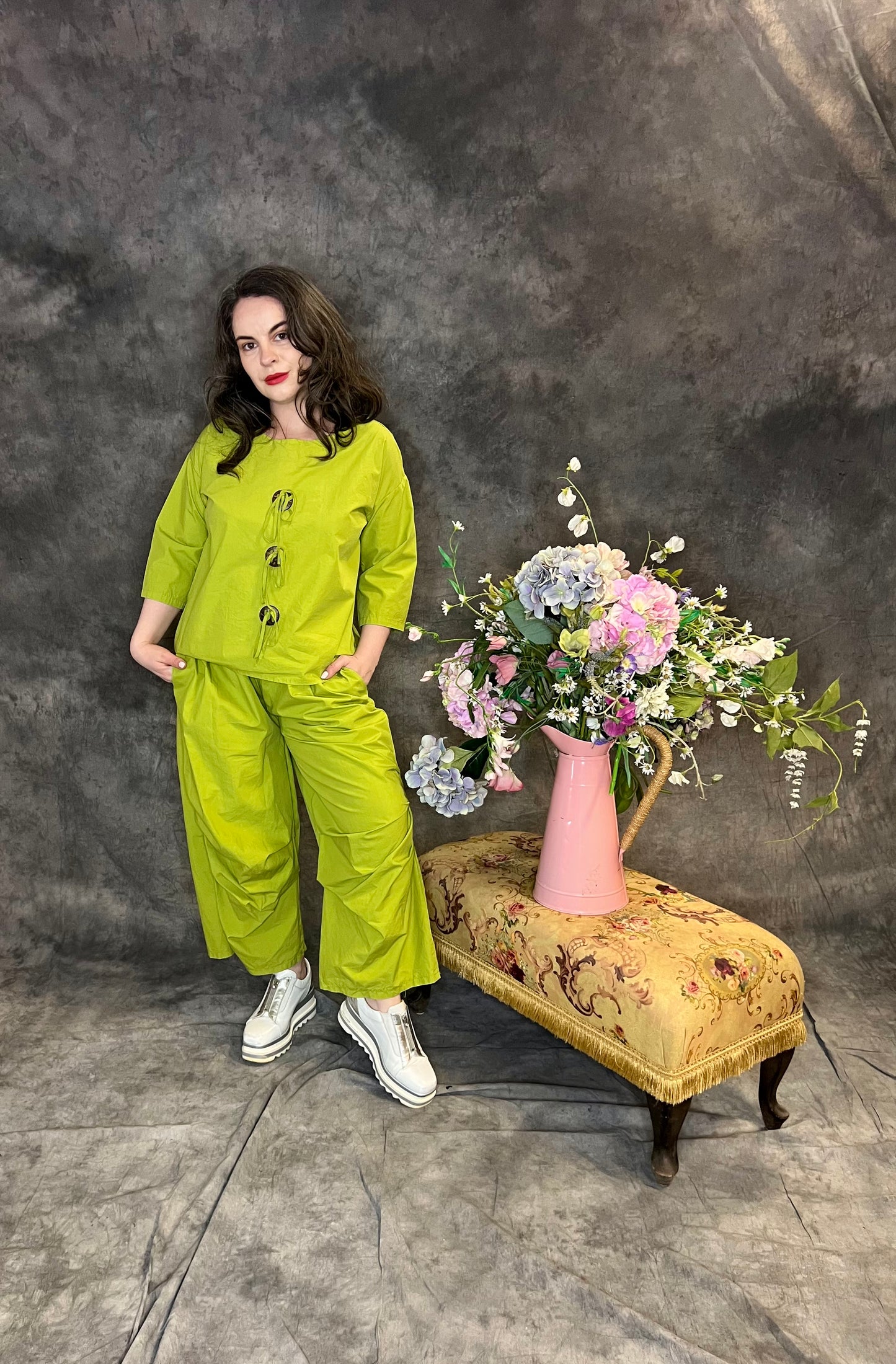 ID Clothing Lime Tee with Big Buttons