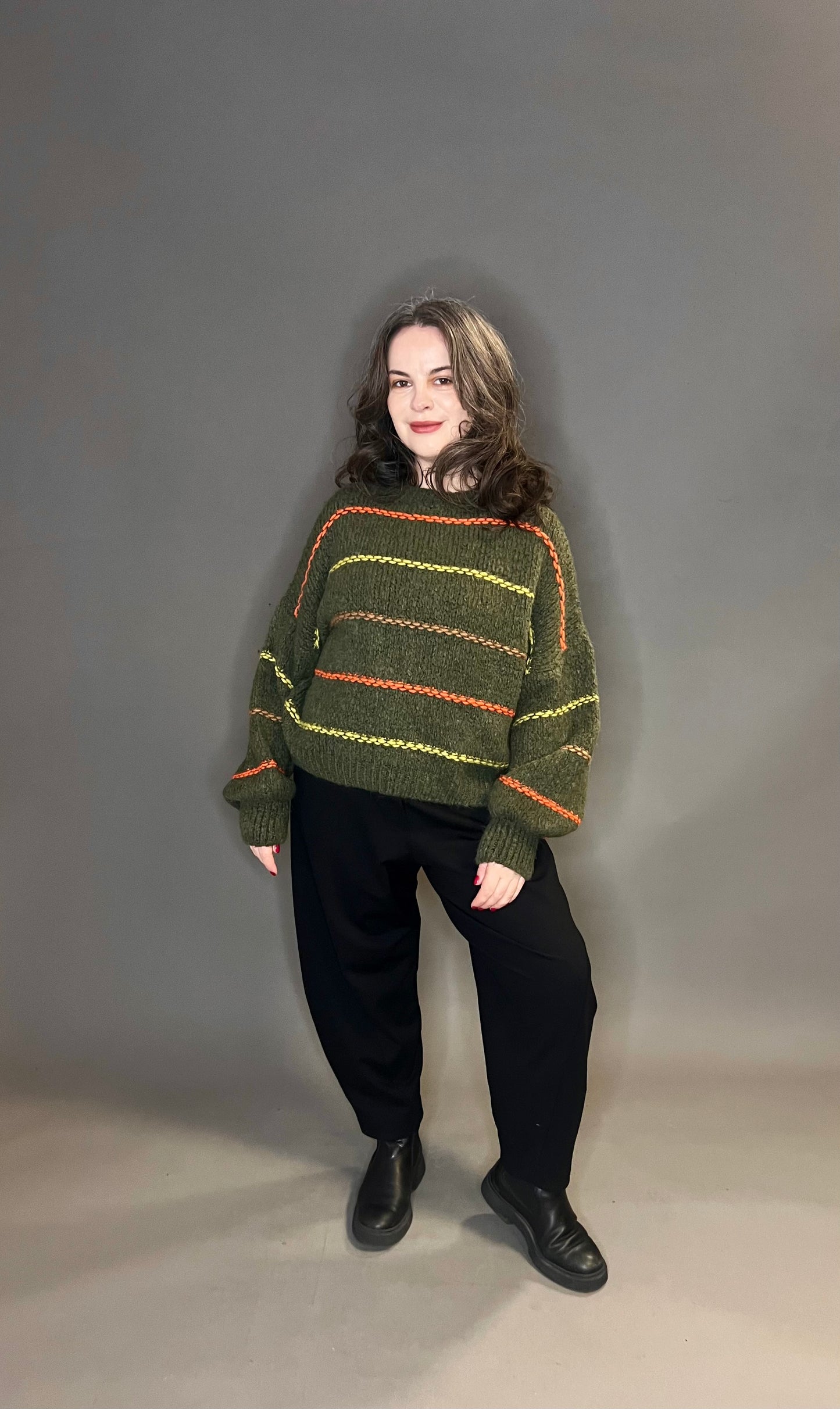 Made In Italy Chunky Multi-Coloured Striped Knit (colour options available)