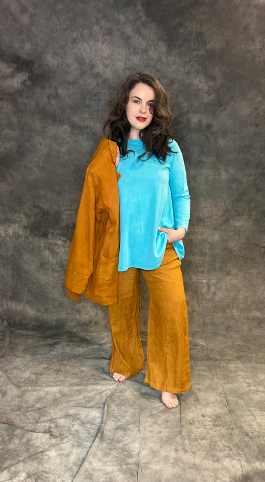 Belle & Bracken ‘Old Gold’ Straight Legged Trousers