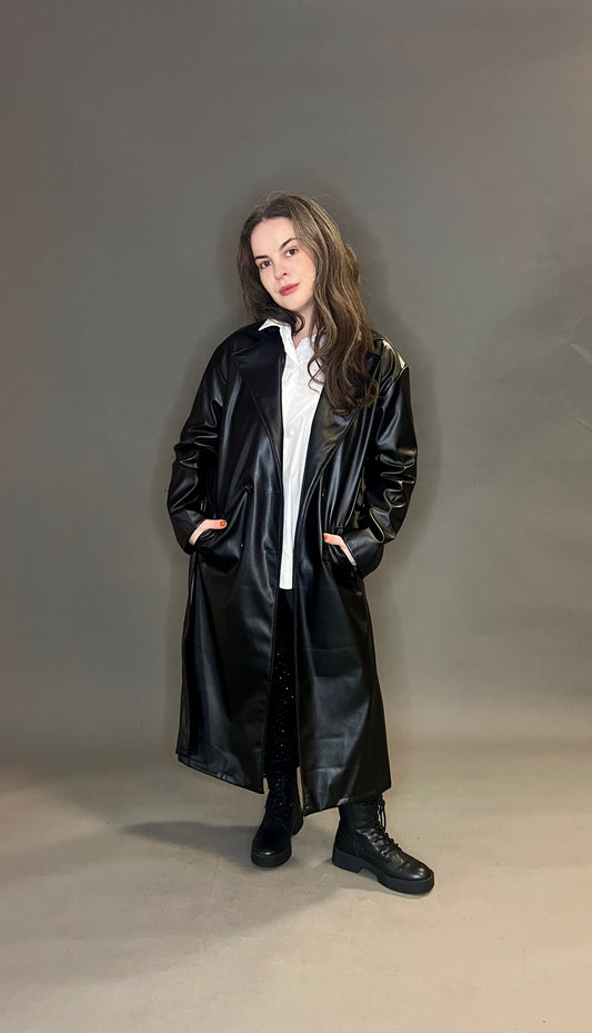 Made in Italy Faux Leather Trench Coat