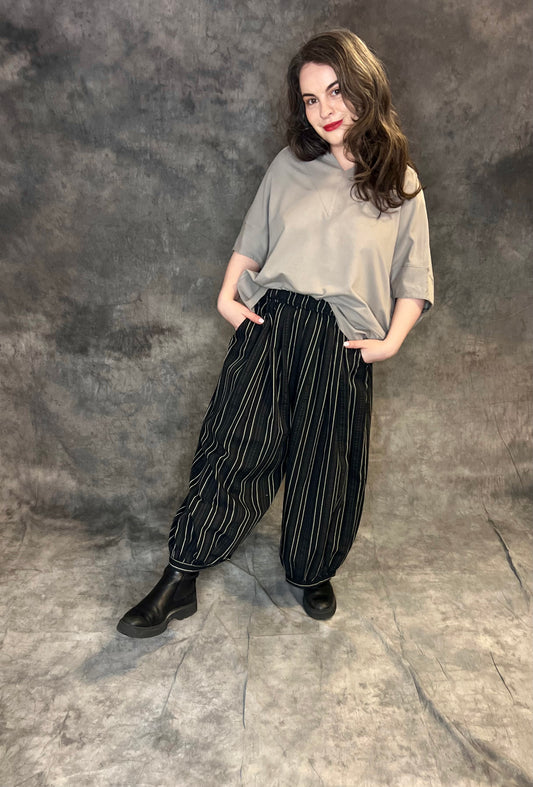 ID Clothing Striped Barrel-Leg Trousers (colour options available)