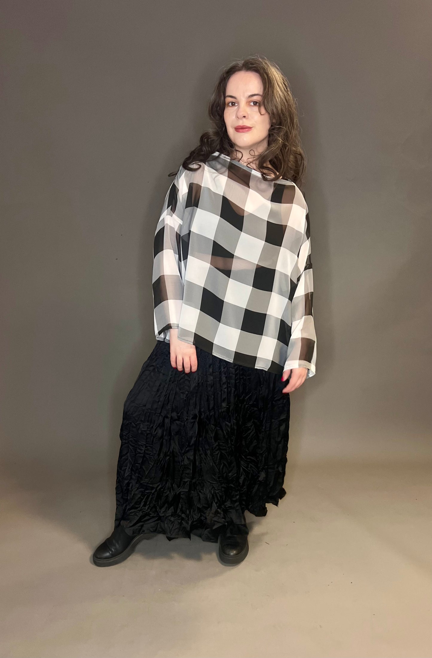 Belle & Bracken Sheer Checked Overtop