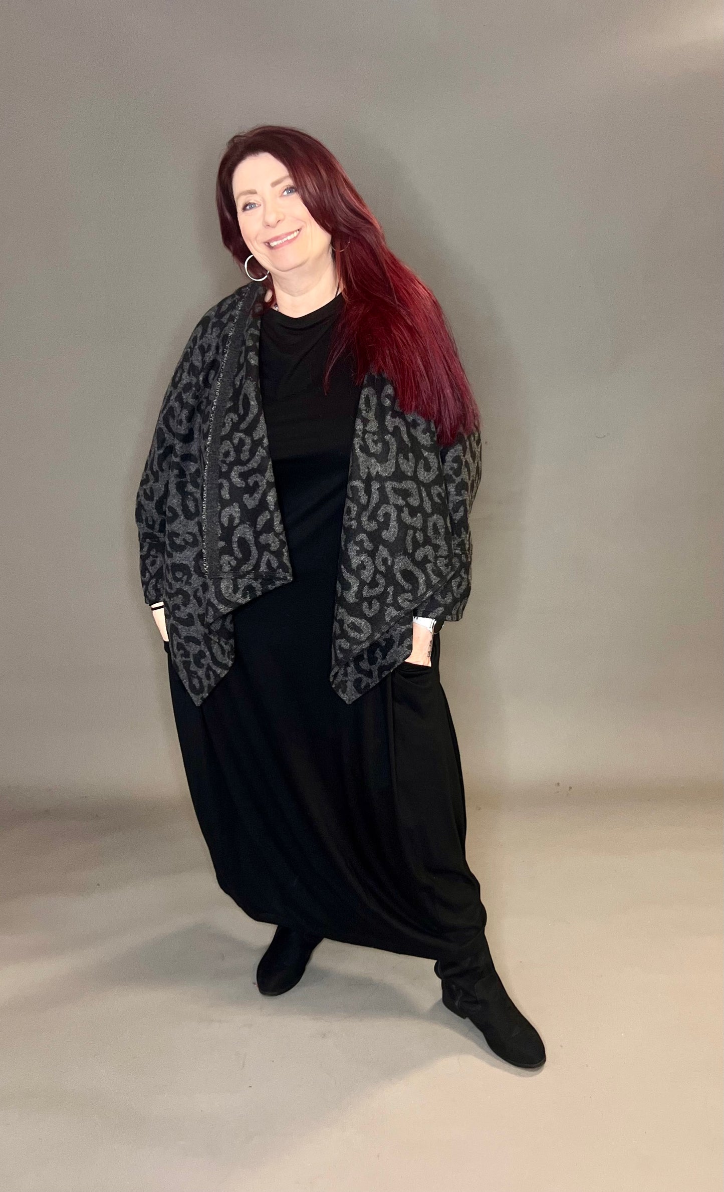 Terry Macey Tokyo Jacket in Grey Leopard Print