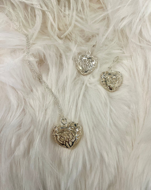 Silver Plated Heart Jewellery Set by Gill M