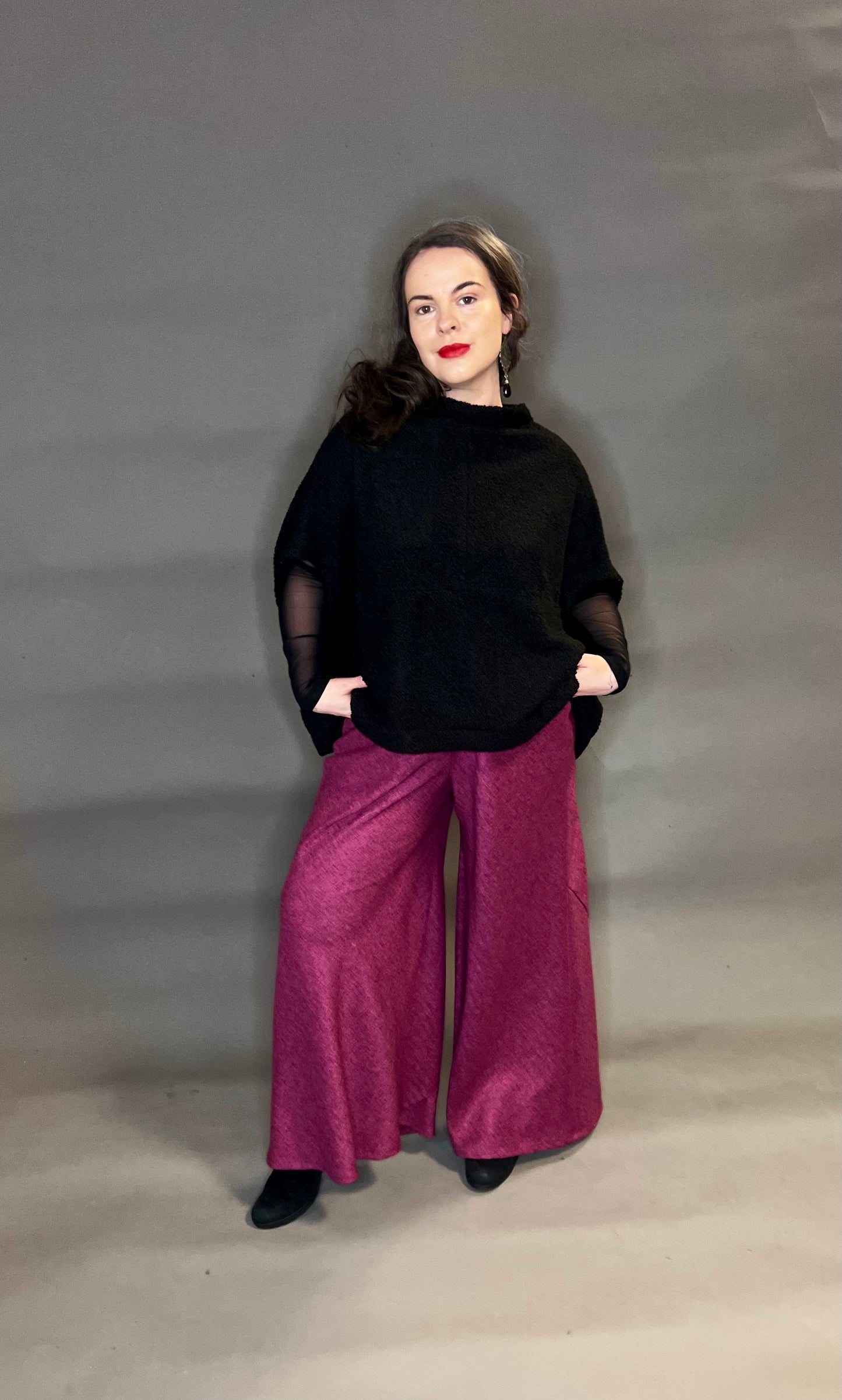 Belle & Bracken “Zoe”Trouser in Raspberry Herringbone