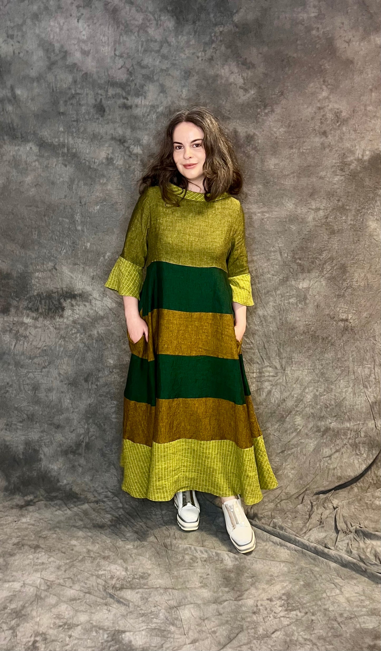 Terry Macey “Circle” Dress in Greens