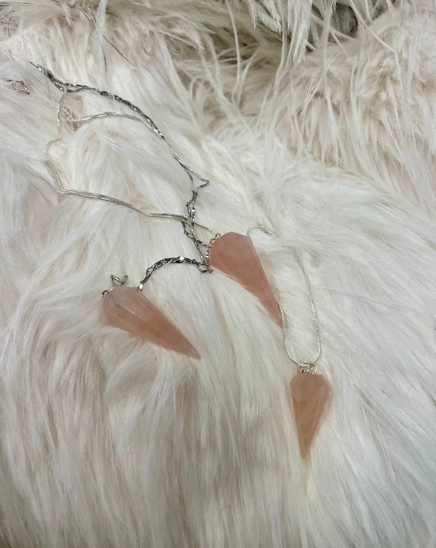 Rose Quartz Pendulum Pendants by Gill M (sizes available)