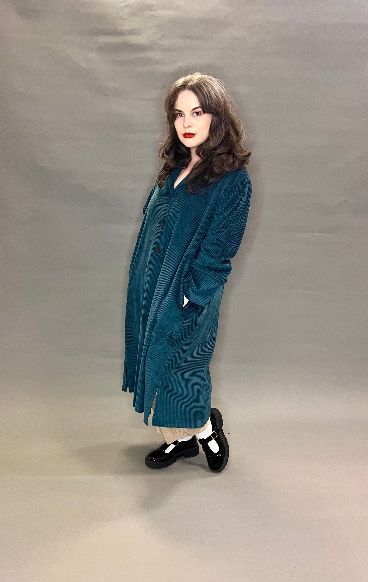 Terry Macey Duster Coat In Teal