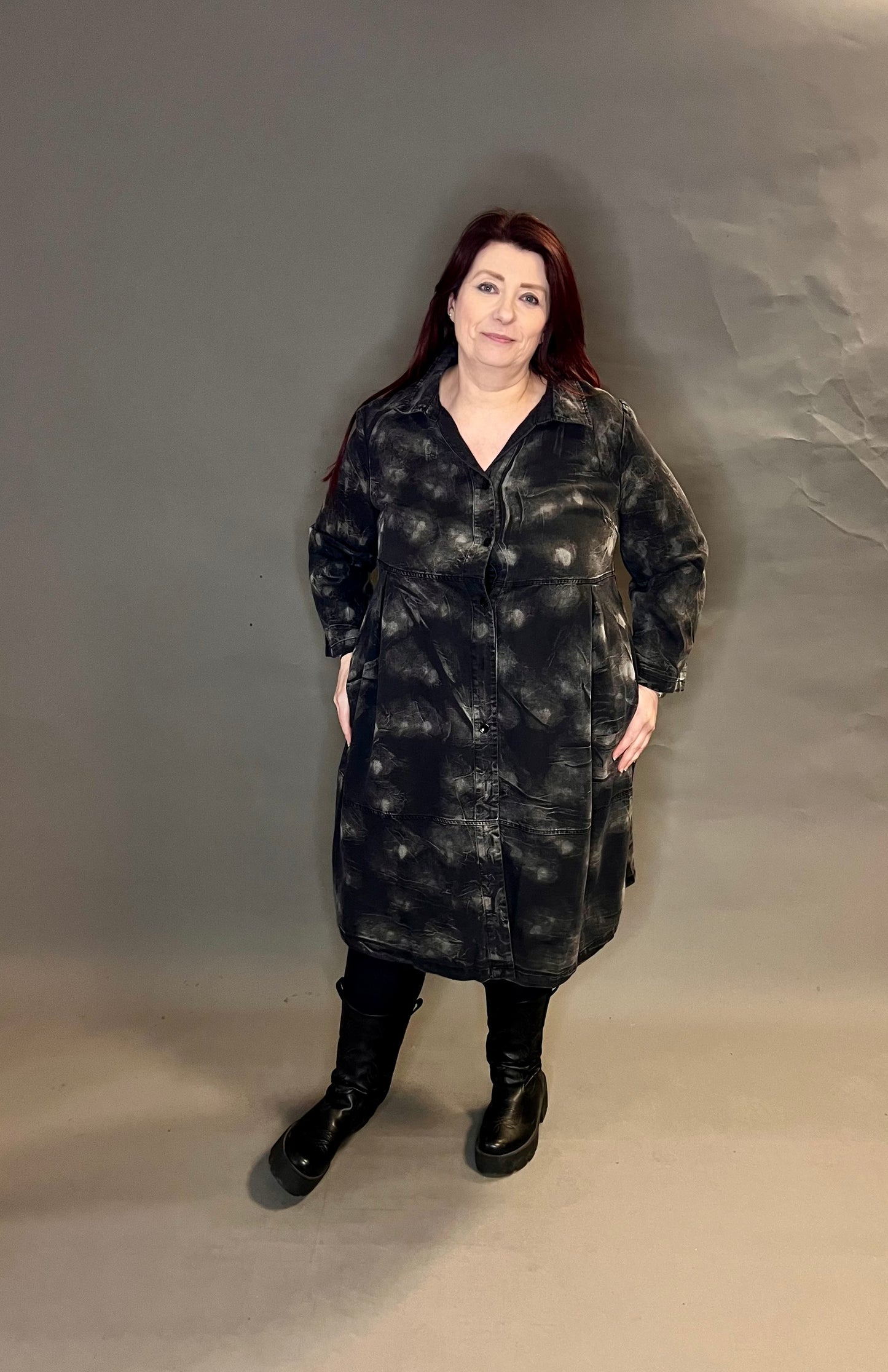 Bella Blue Reverse Tie Dye Fabric Button Tunic