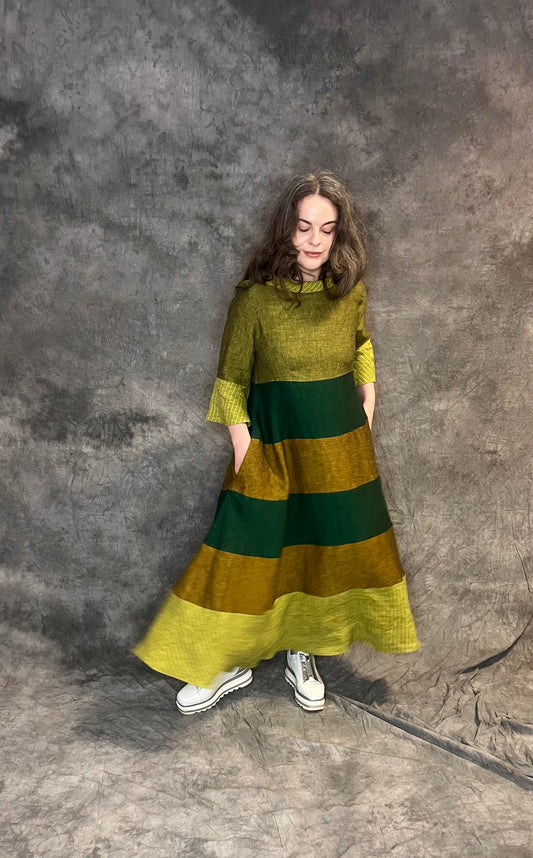 Terry Macey “Circle” Dress in Greens
