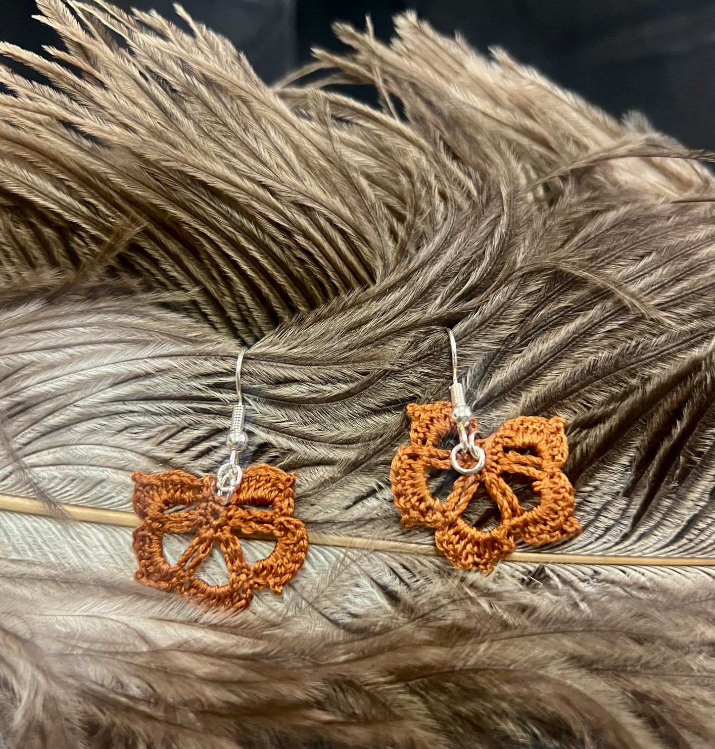 Hand-Crocheted Leaf Earrings (colour options available)