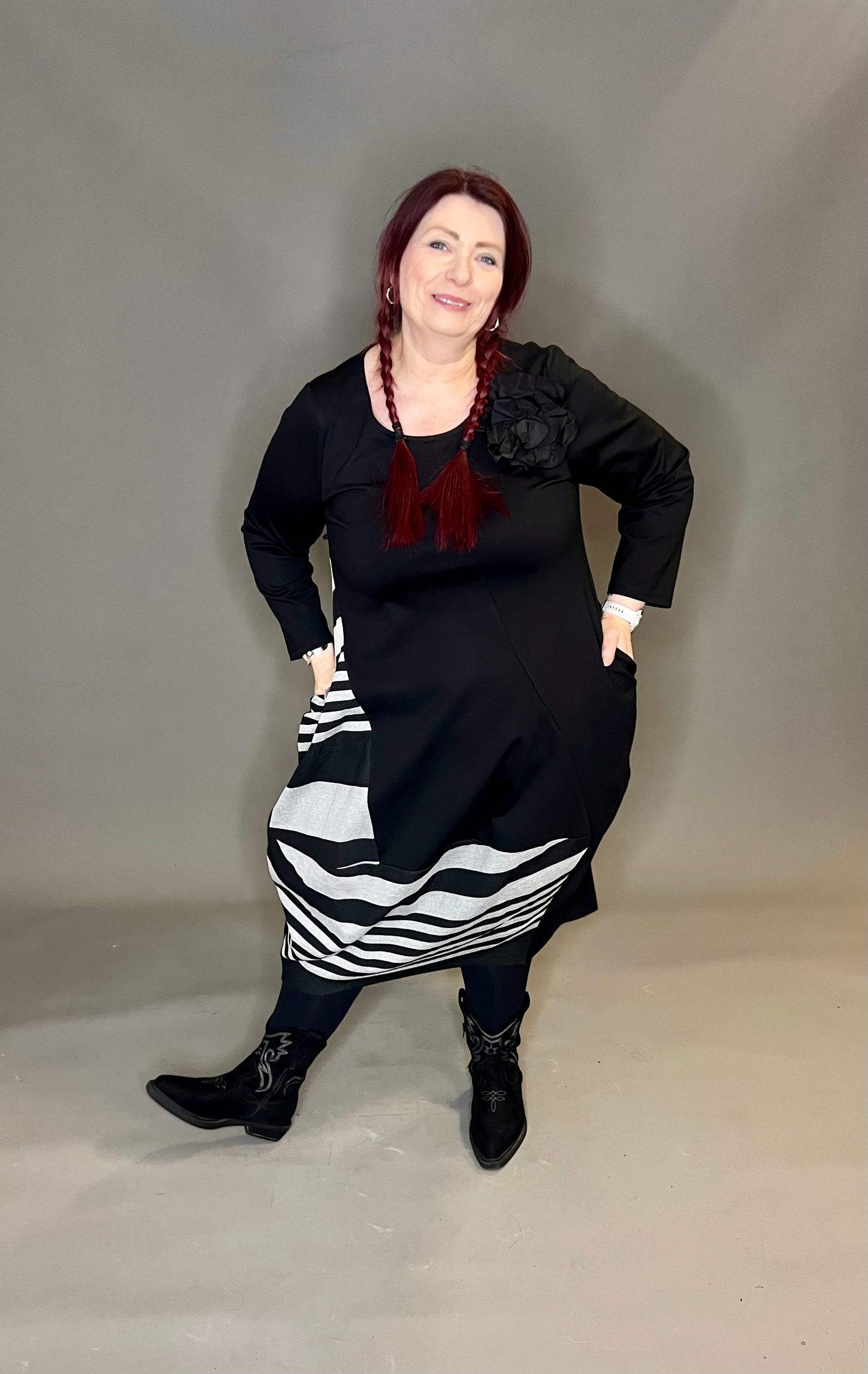 ID Clothing Striped Tulip Hem Dress