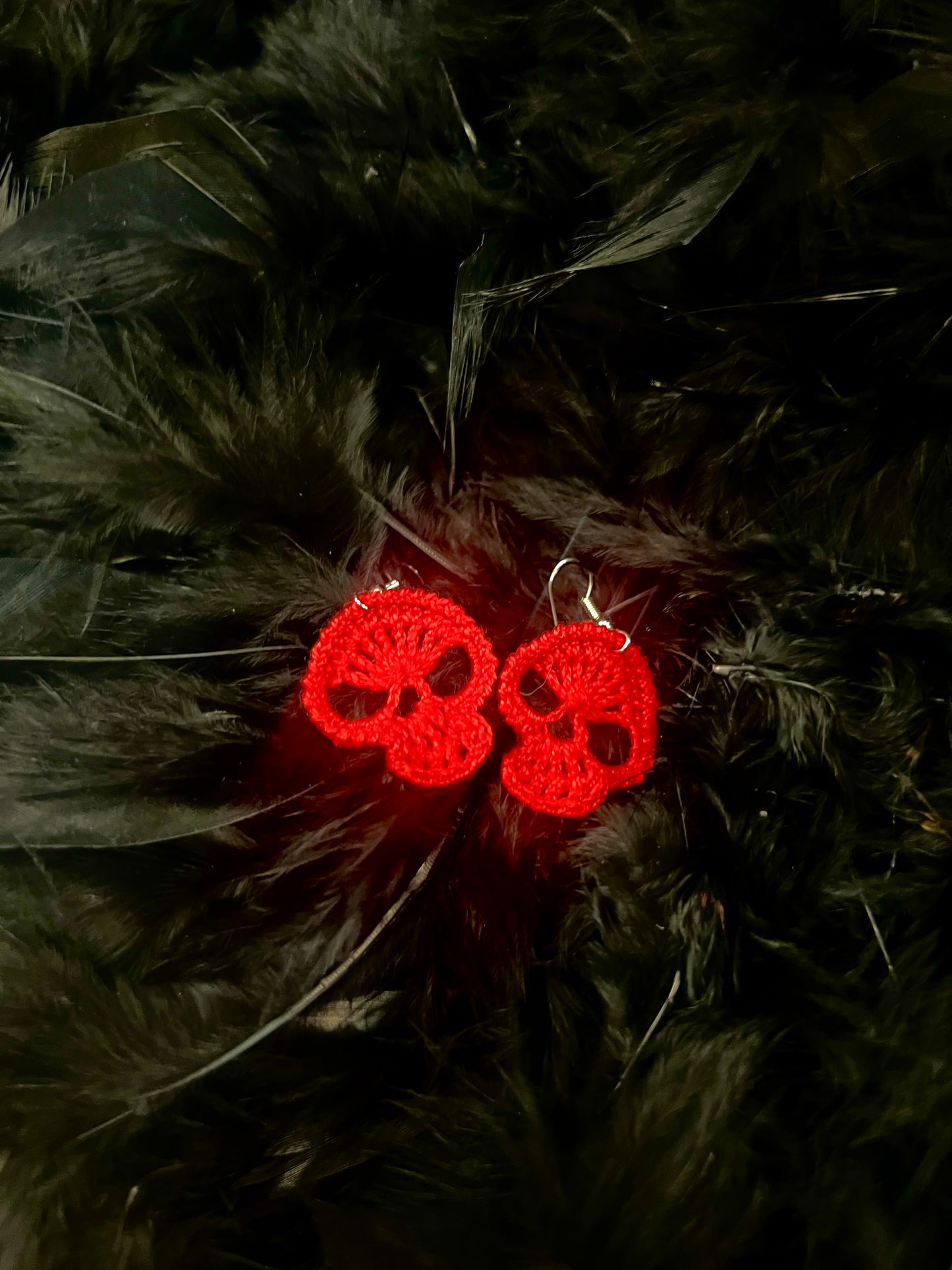 Hand-Crocheted Skull Earrings (colour options available)