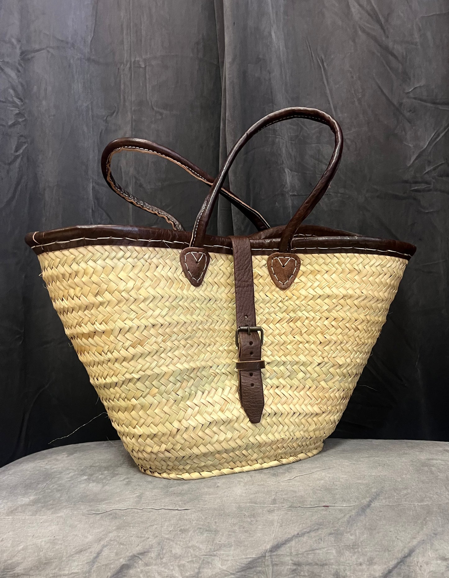 Large Handwoven Basket with Buckle
