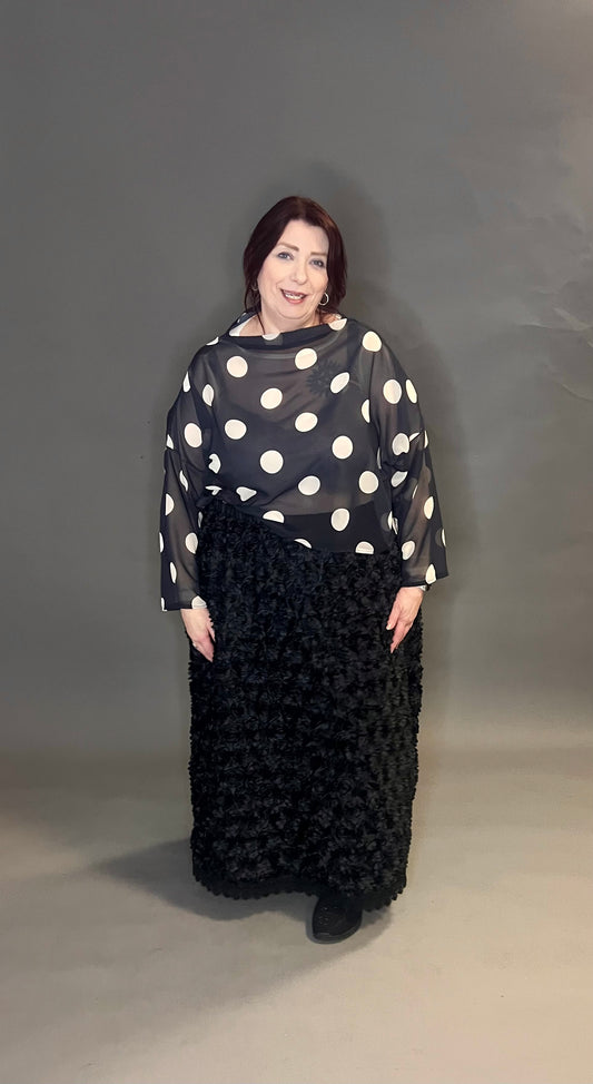 Belle & Bracken Sheer Overtop in Midnight Polkadots